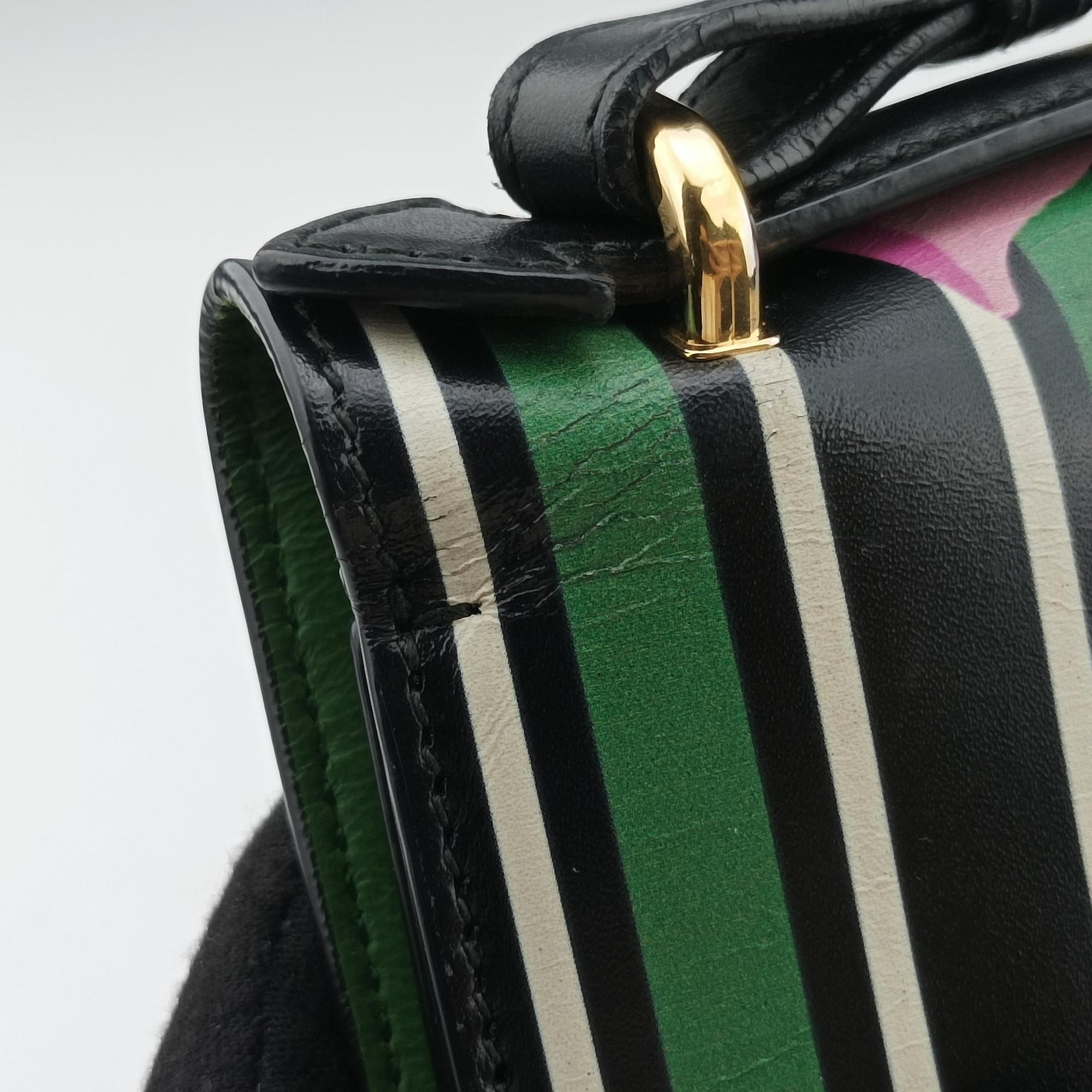 Pre-owned Ferragamo Marisol Floral Print Black x Multicolour Leather  shoulderbag | stylenewstar