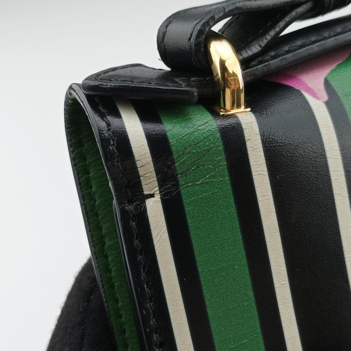 Vintage Ferragamo Marisol Floral Print Black x Multicolour Leather  shoulderbag | stylenewstar