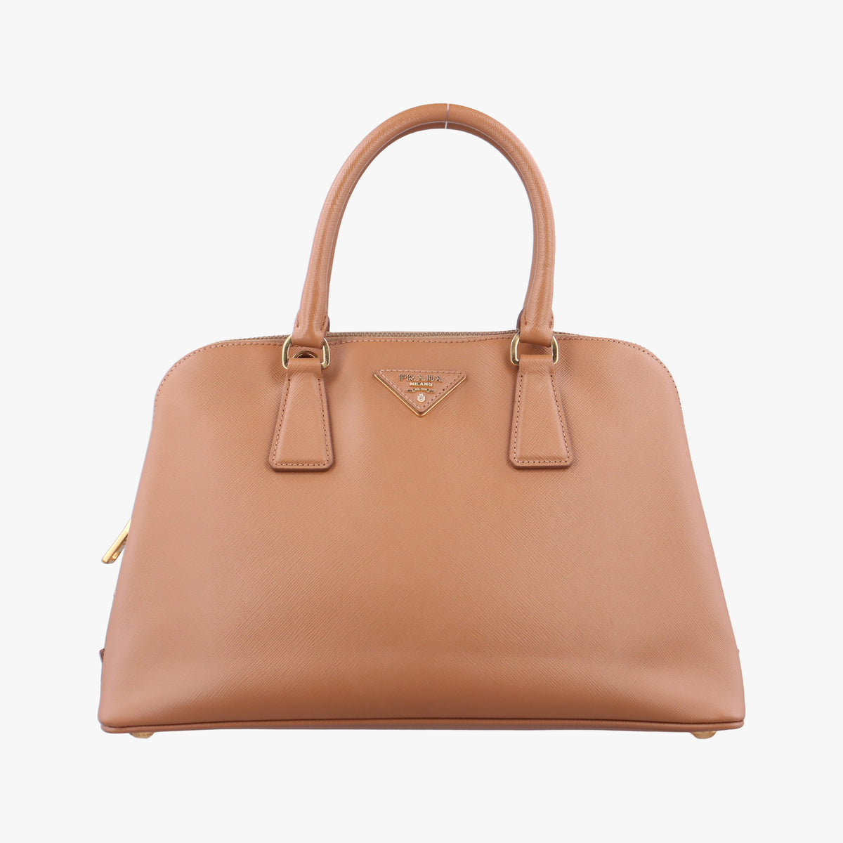 Pre-owned Prada Promenade Brown SAFFIANO patent BN2567 handbag | stylenewstar