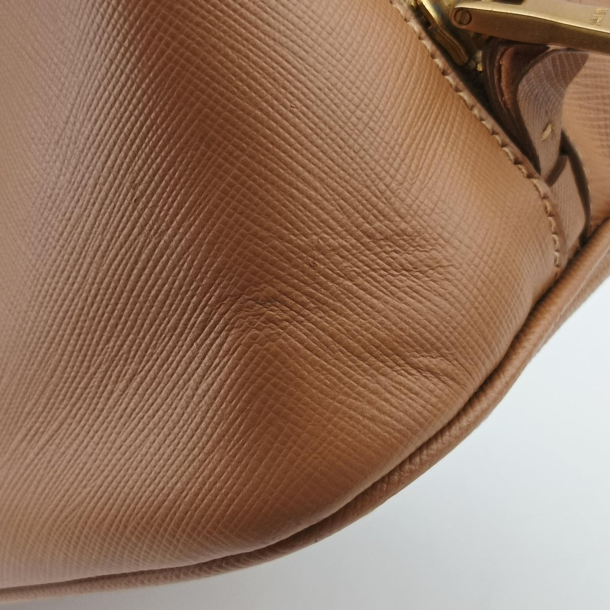 Pre-owned Prada Promenade Brown SAFFIANO patent BN2567 handbag | stylenewstar