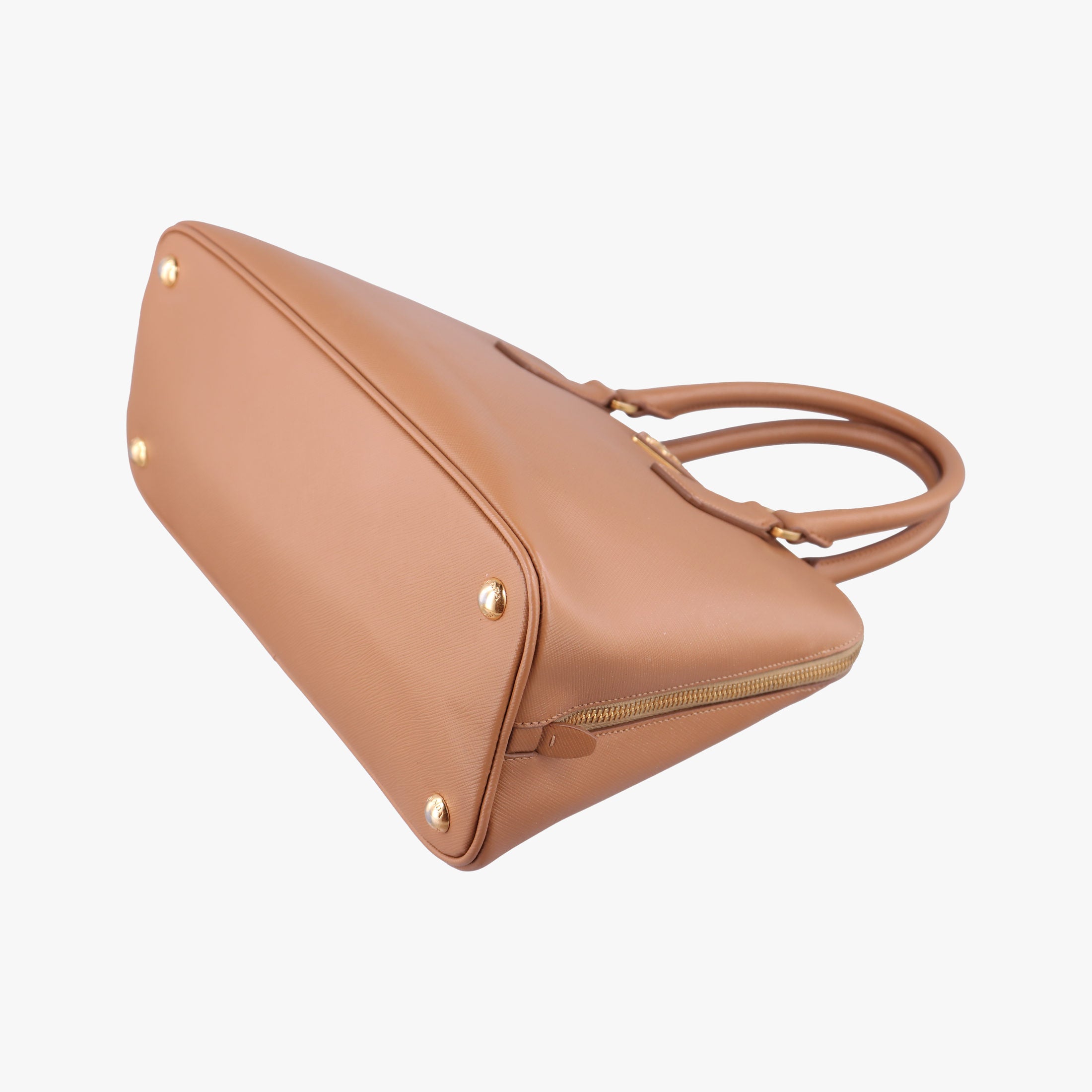 Pre-owned Prada Promenade Brown SAFFIANO patent BN2567 handbag | stylenewstar