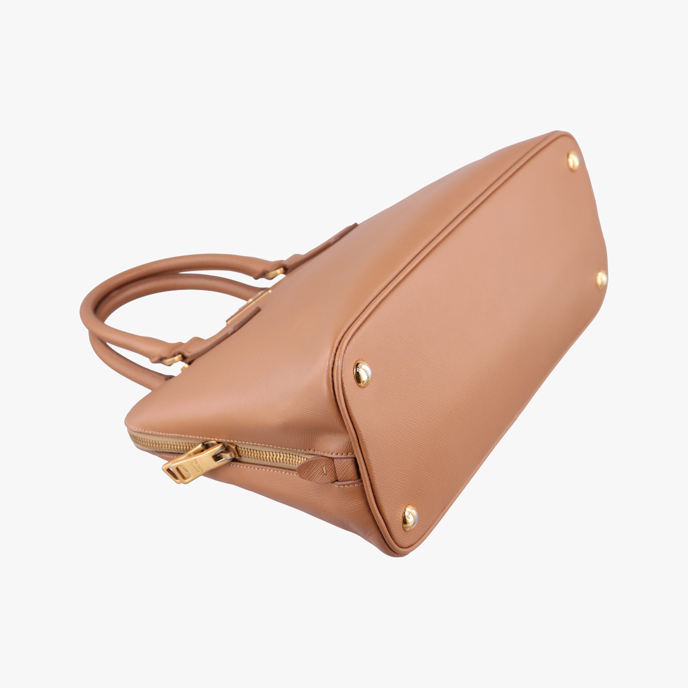 Pre-owned Prada Promenade Brown SAFFIANO patent BN2567 handbag | stylenewstar