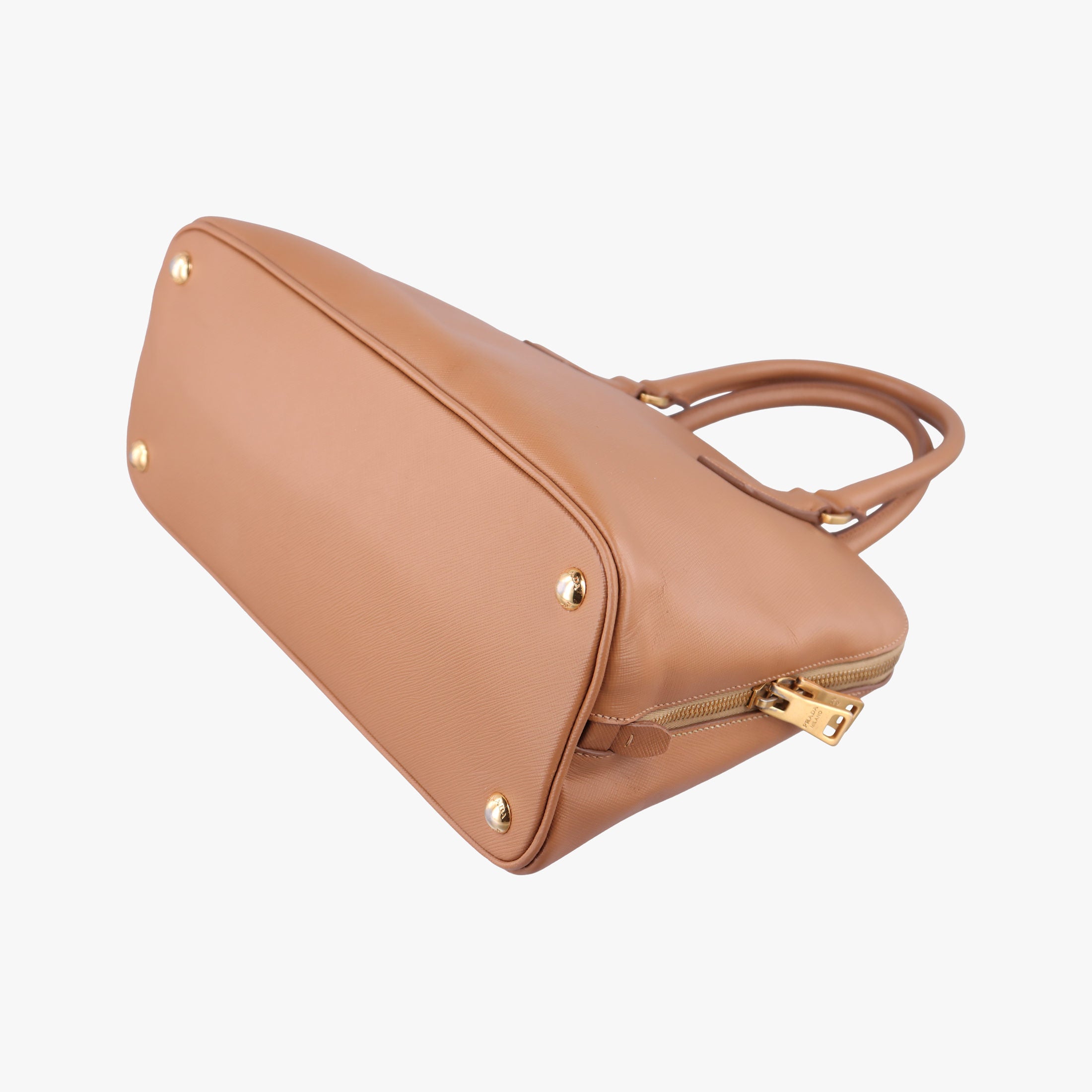 Pre-owned Prada Promenade Brown SAFFIANO patent BN2567 handbag | stylenewstar