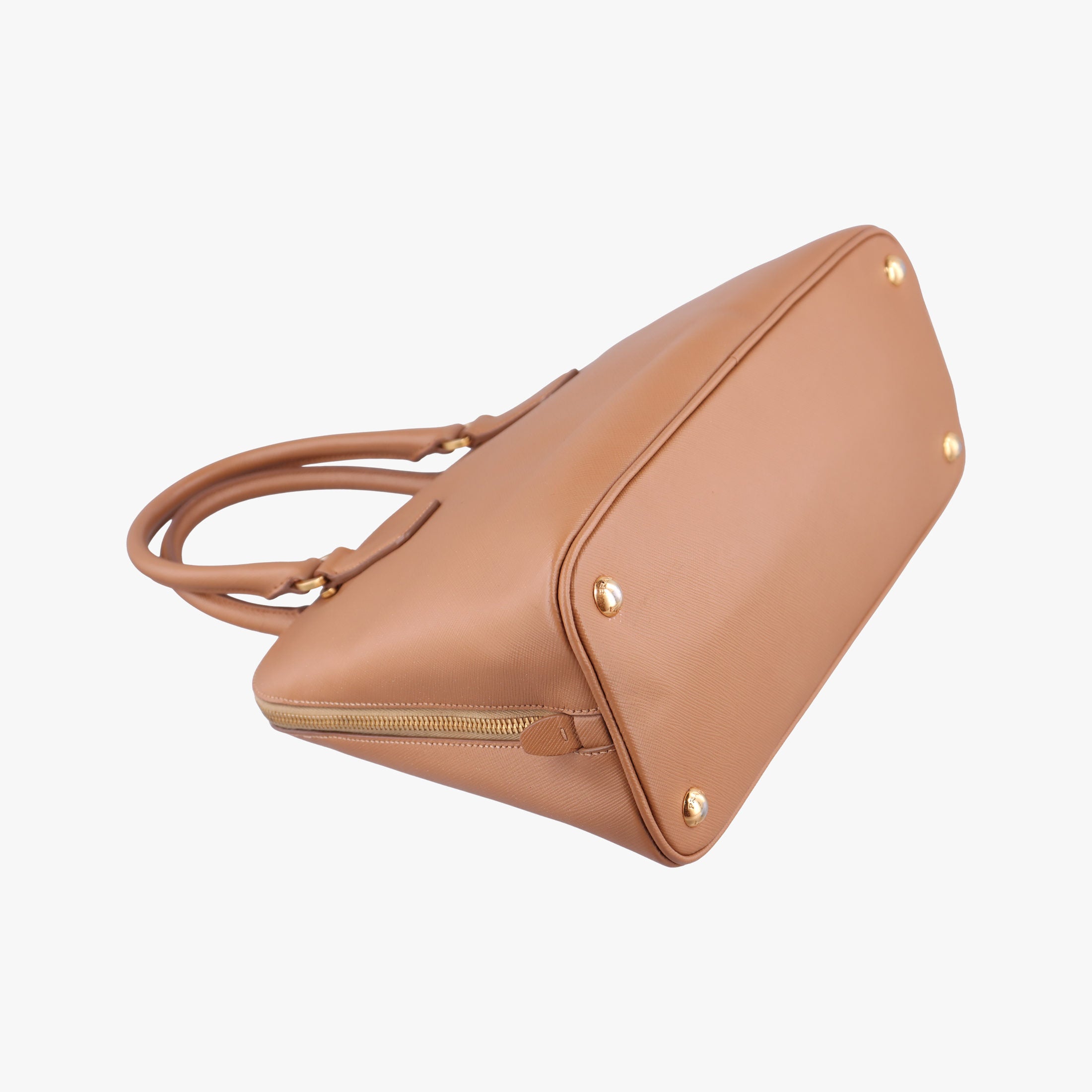 Pre-owned Prada Promenade Brown SAFFIANO patent BN2567 handbag | stylenewstar
