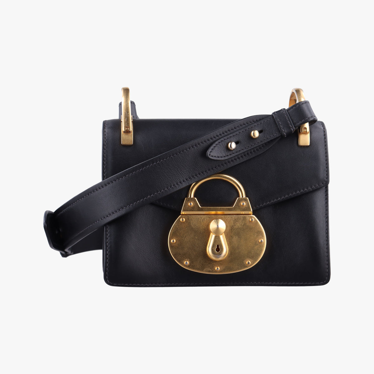 Vintage Prada Antic Soft Padlock Black Leather  shoulderbag | stylenewstar