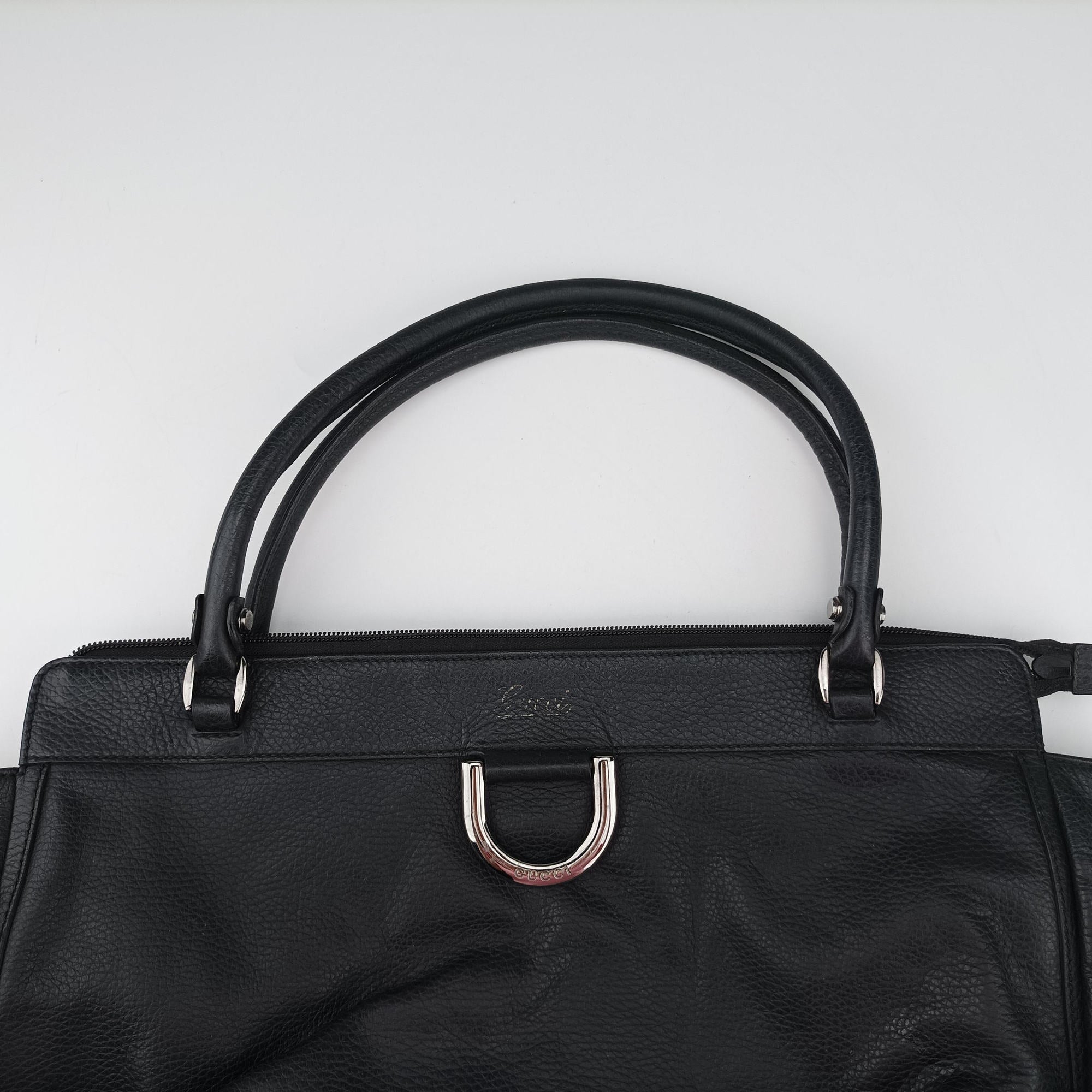 Pre-owned Gucci Abbey D-ring Hobo Black Leather 341491 handbag | stylenewstar