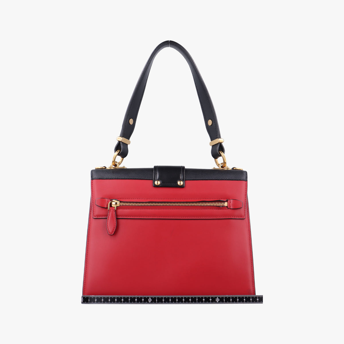 Pre-owned Prada Cahier Red×Black Leather 1BA070 handbag | stylenewstar