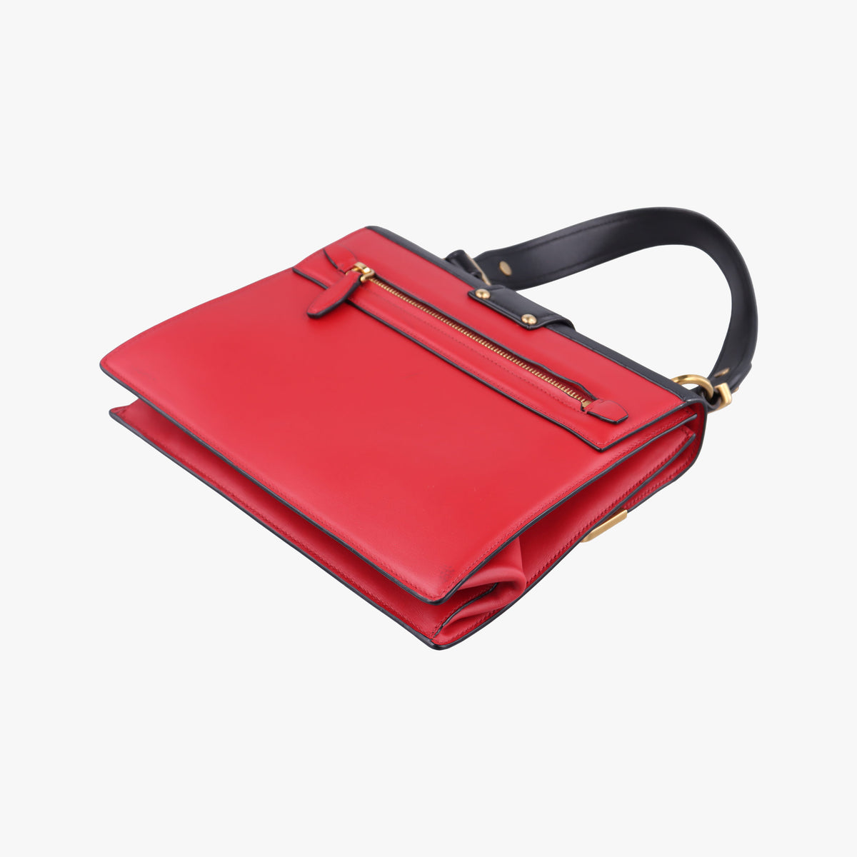 Pre-owned Prada Cahier Red×Black Leather 1BA070 handbag | stylenewstar