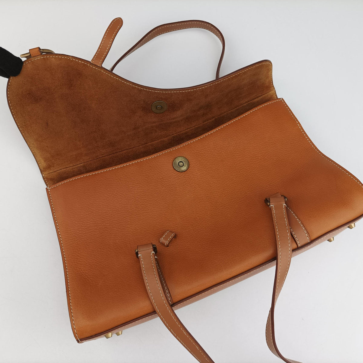 Pre-owned Christian Dior Saddle Bag Brown Leather  shoulderbag | stylenewstar