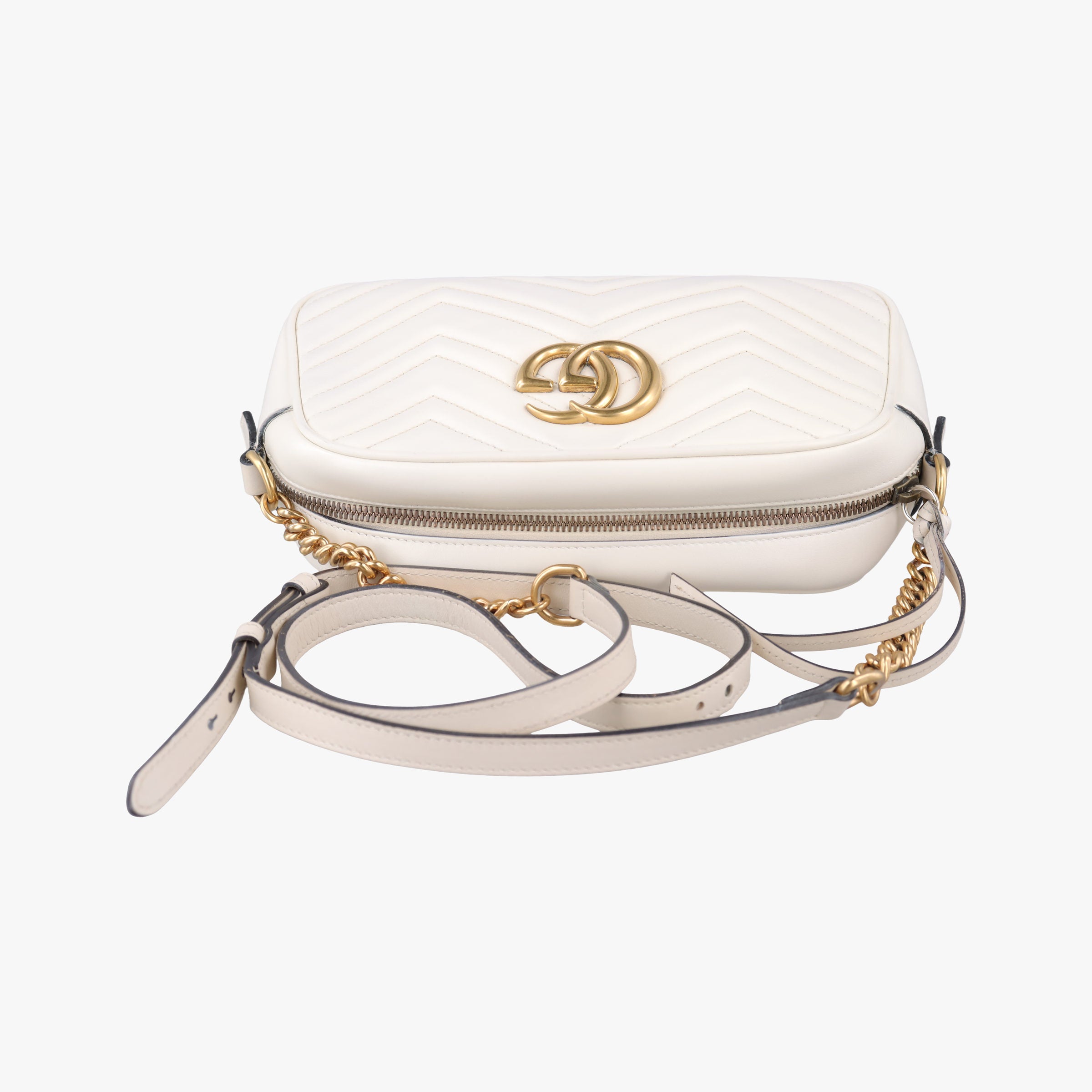 Secondhand Gucci GG Marmont White Leather 447632 shoulderbag | stylenewstar