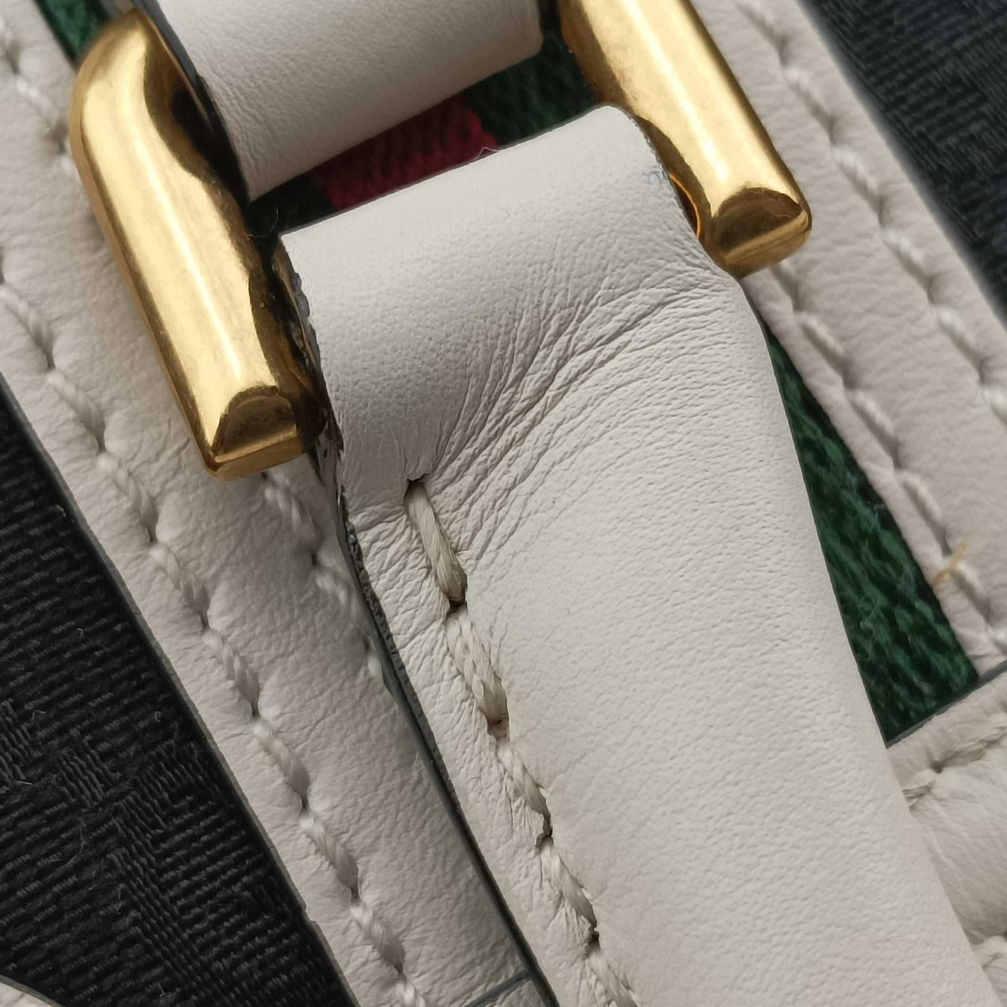 Pre-owned Gucci Ophidia Black×white canvas×leather 715771 handbag | stylenewstar