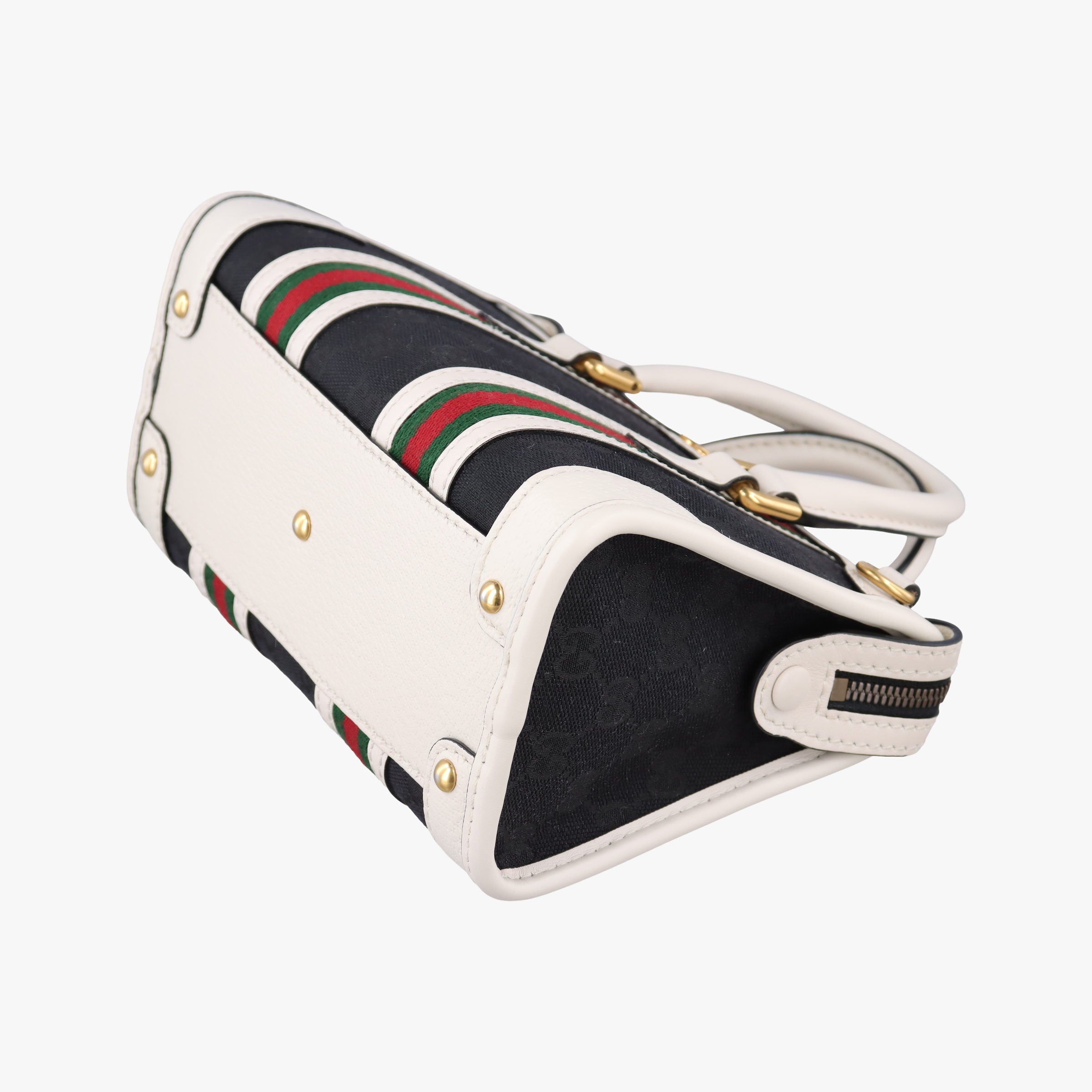 Pre-owned Gucci Ophidia Black×white canvas×leather 715771 handbag | stylenewstar