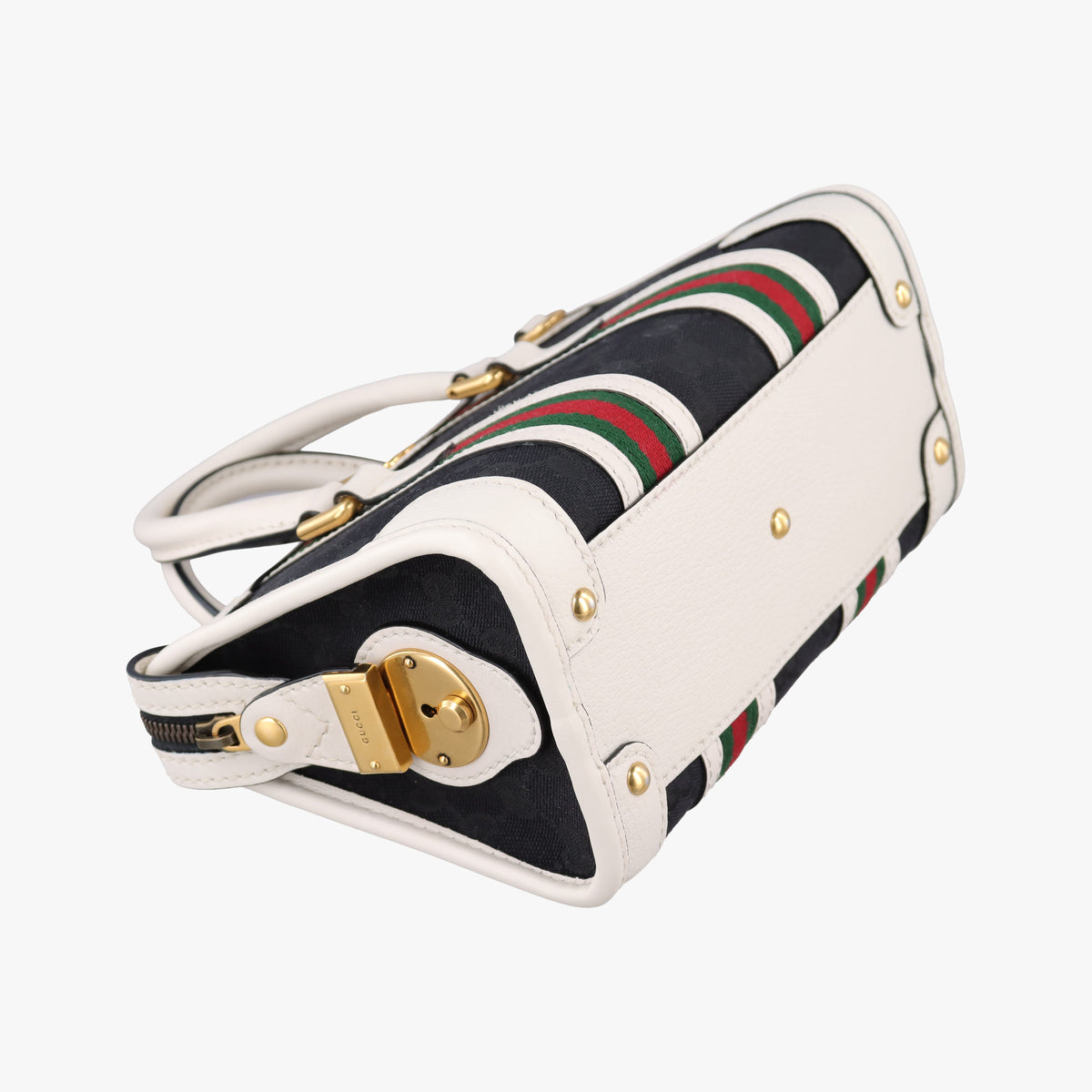 Pre-owned Gucci Ophidia Black×white canvas×leather 715771 handbag | stylenewstar