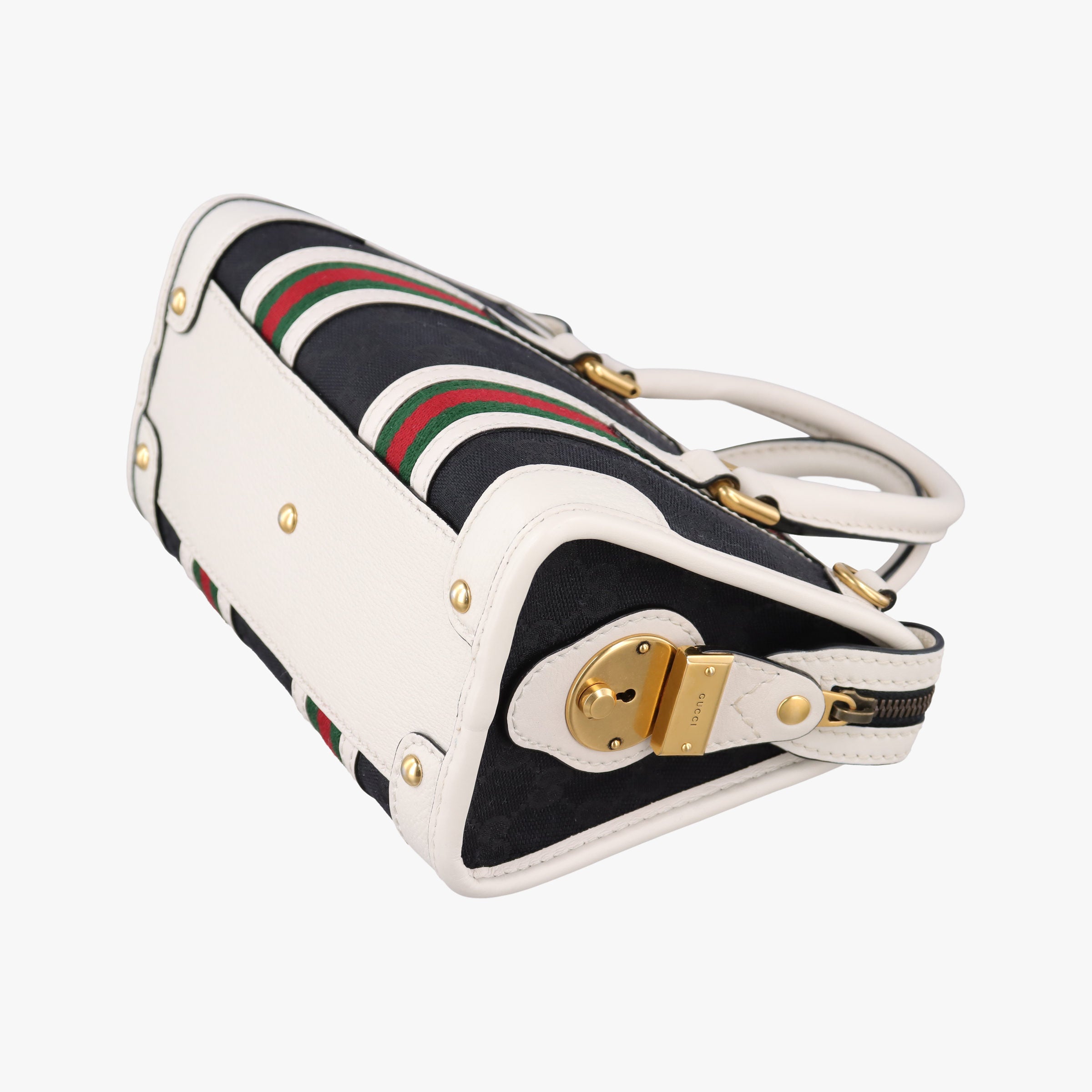 Pre-owned Gucci Ophidia Black×white canvas×leather 715771 handbag | stylenewstar