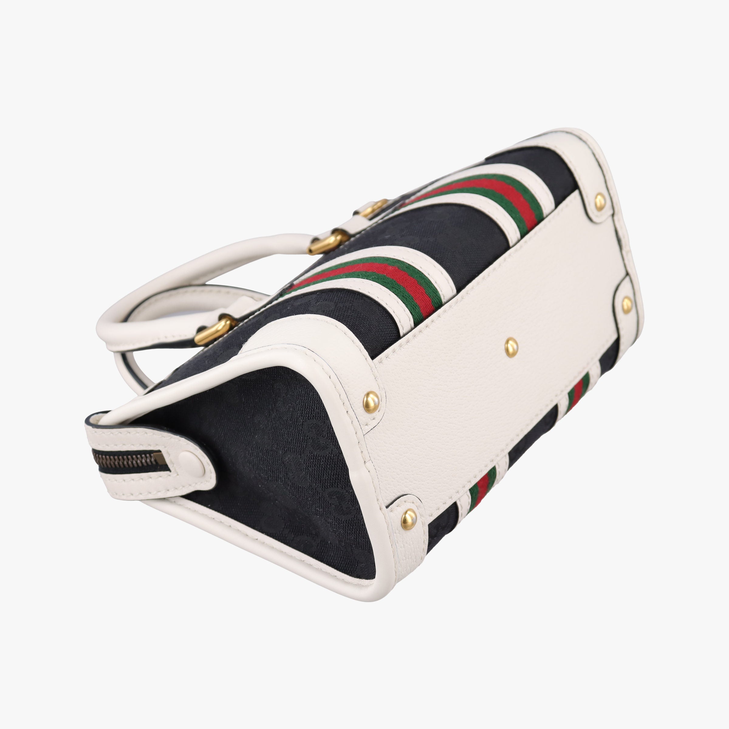 Pre-owned Gucci Ophidia Black×white canvas×leather 715771 handbag | stylenewstar