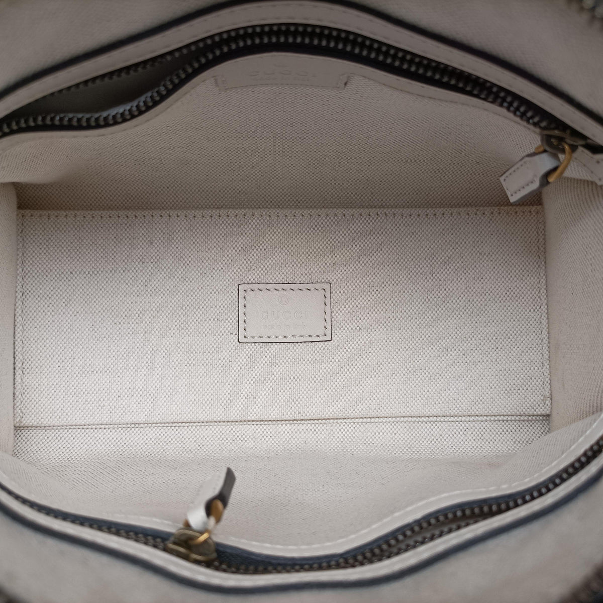 Pre-owned Gucci Ophidia Black×white canvas×leather 715771 handbag | stylenewstar