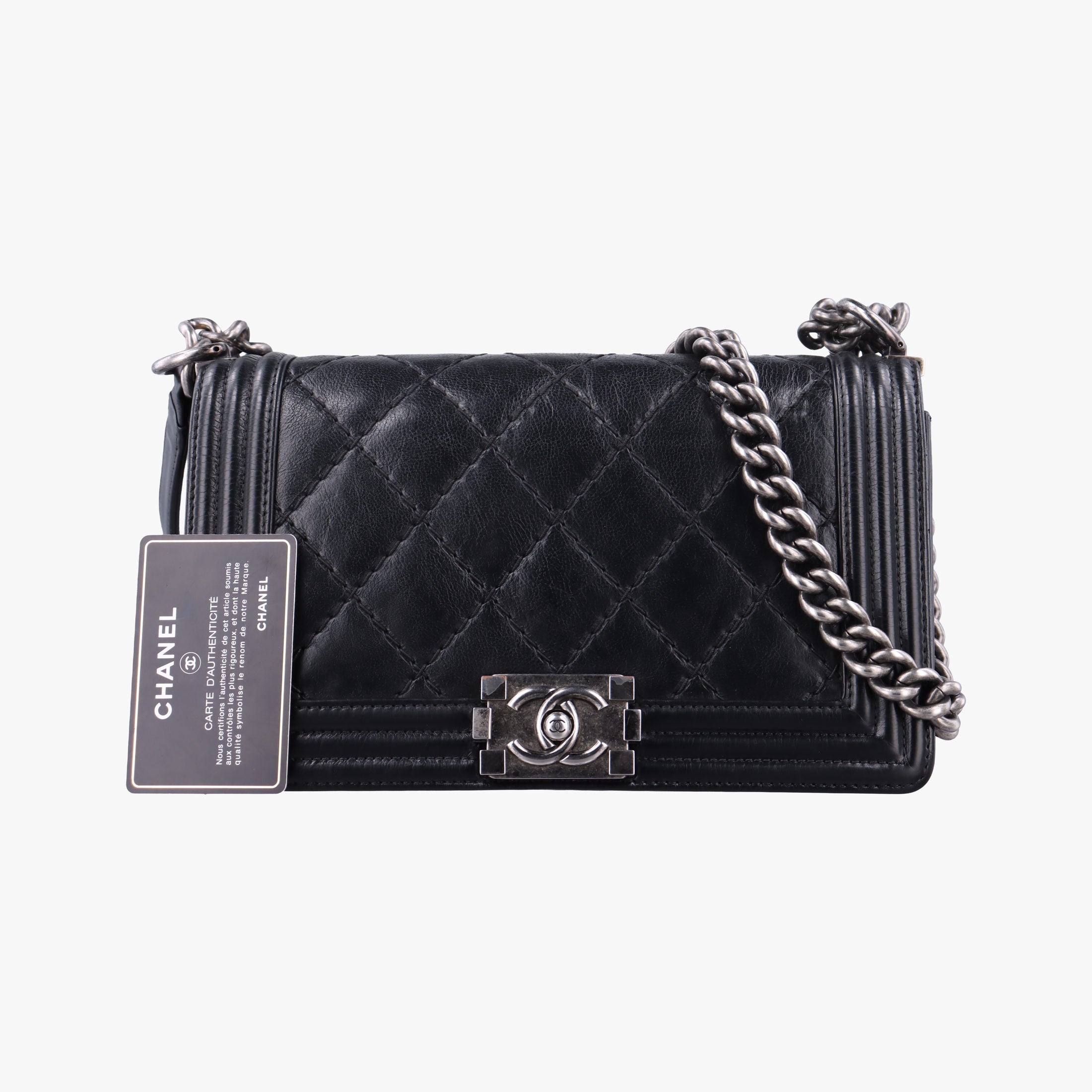 Vintage Chanel BOY CHANEL Black Leather A92105 shoulderbag | stylenewstar