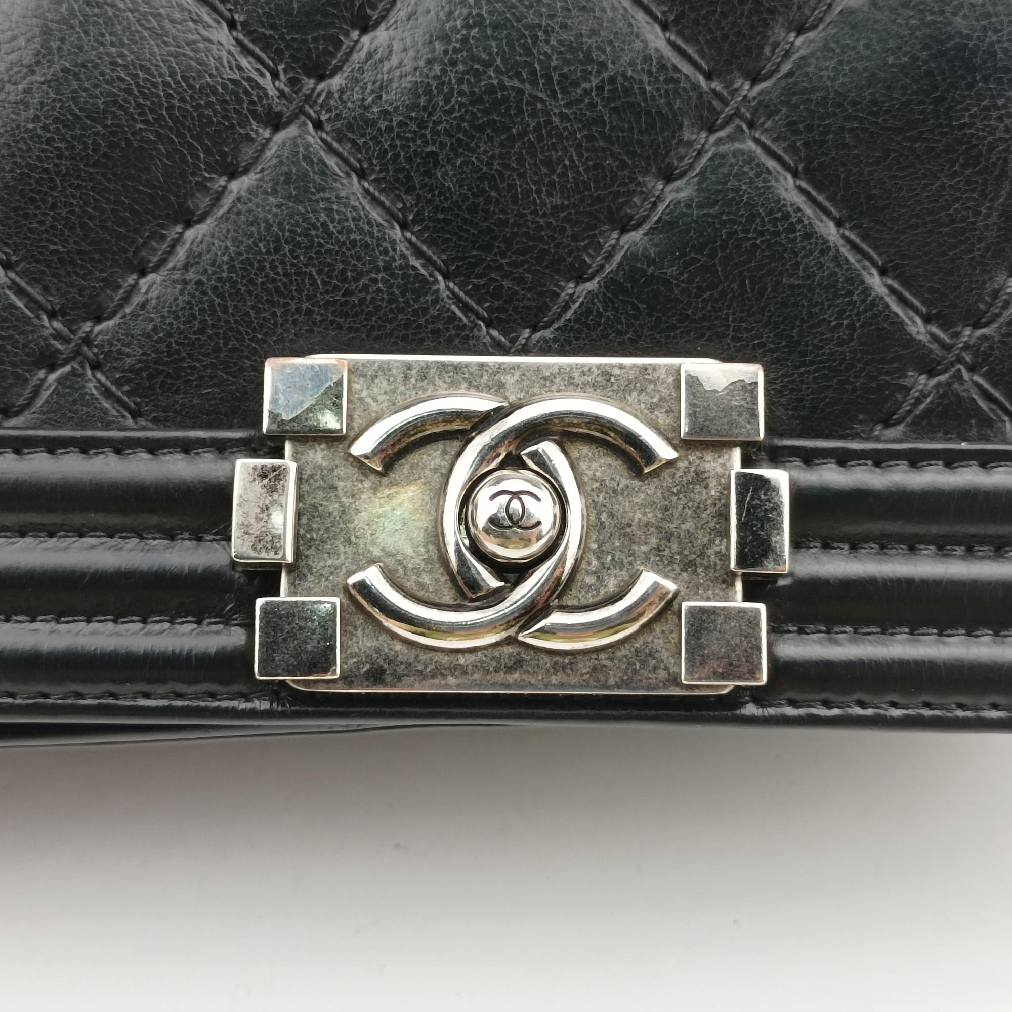 Vintage Chanel BOY CHANEL Black Leather A92105 shoulderbag | stylenewstar