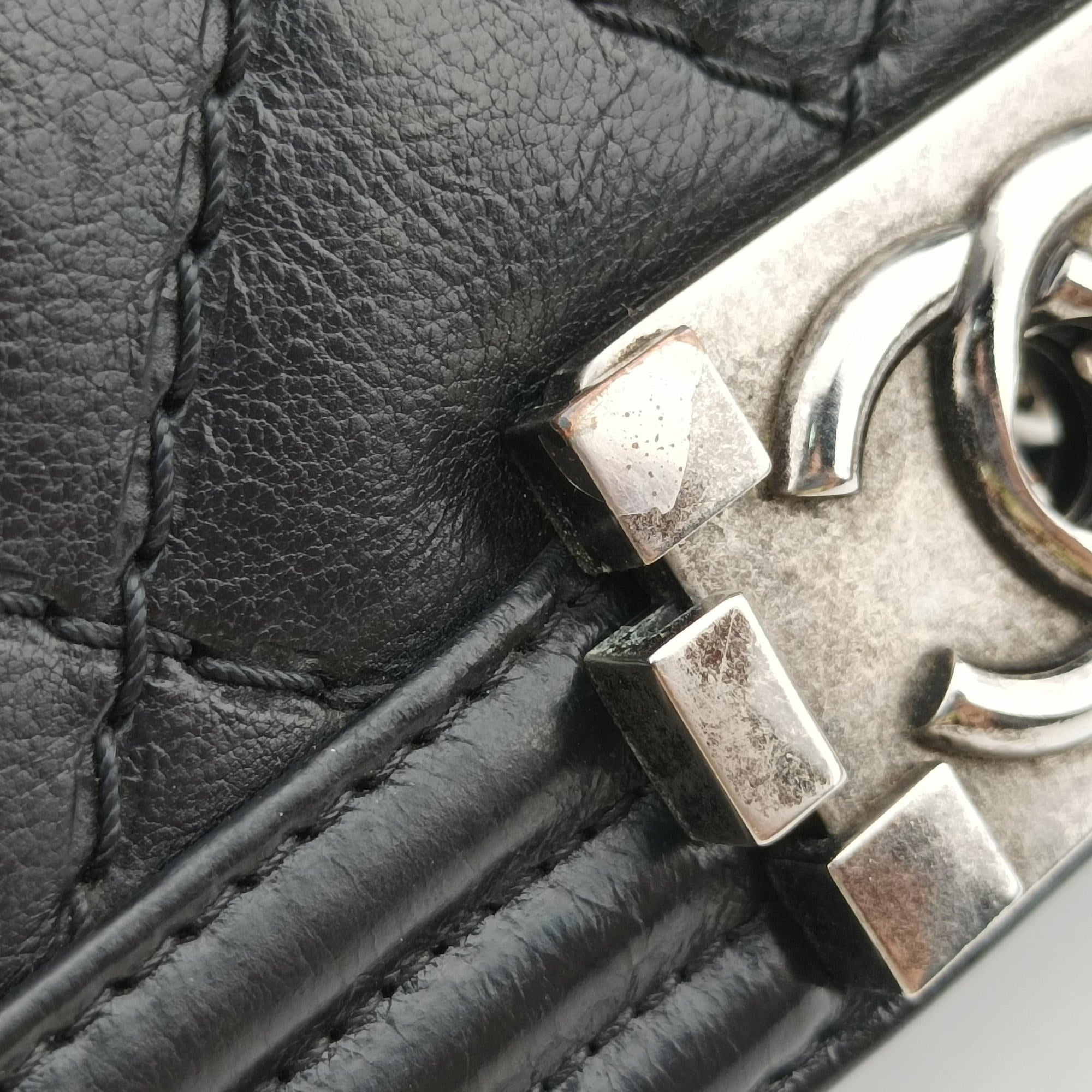 Vintage Chanel BOY CHANEL Black Leather A92105 shoulderbag | stylenewstar