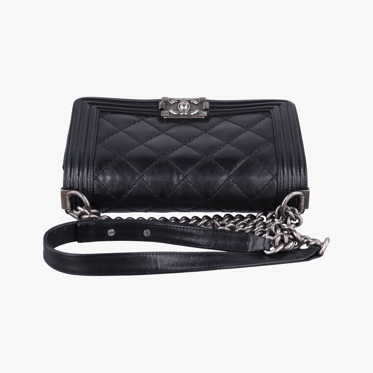 Vintage Chanel BOY CHANEL Black Leather A92105 shoulderbag | stylenewstar