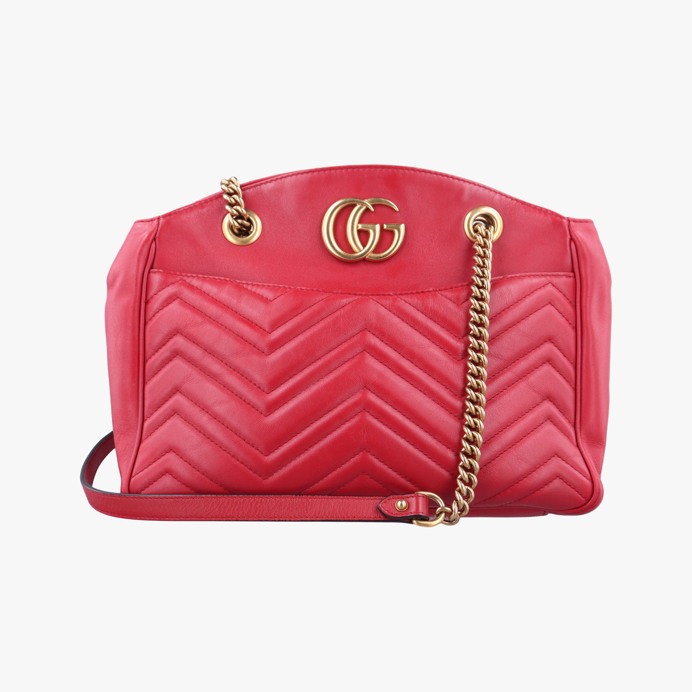 Pre-owned Gucci GG Marmont Red Leather 443501 shoulderbag | stylenewstar