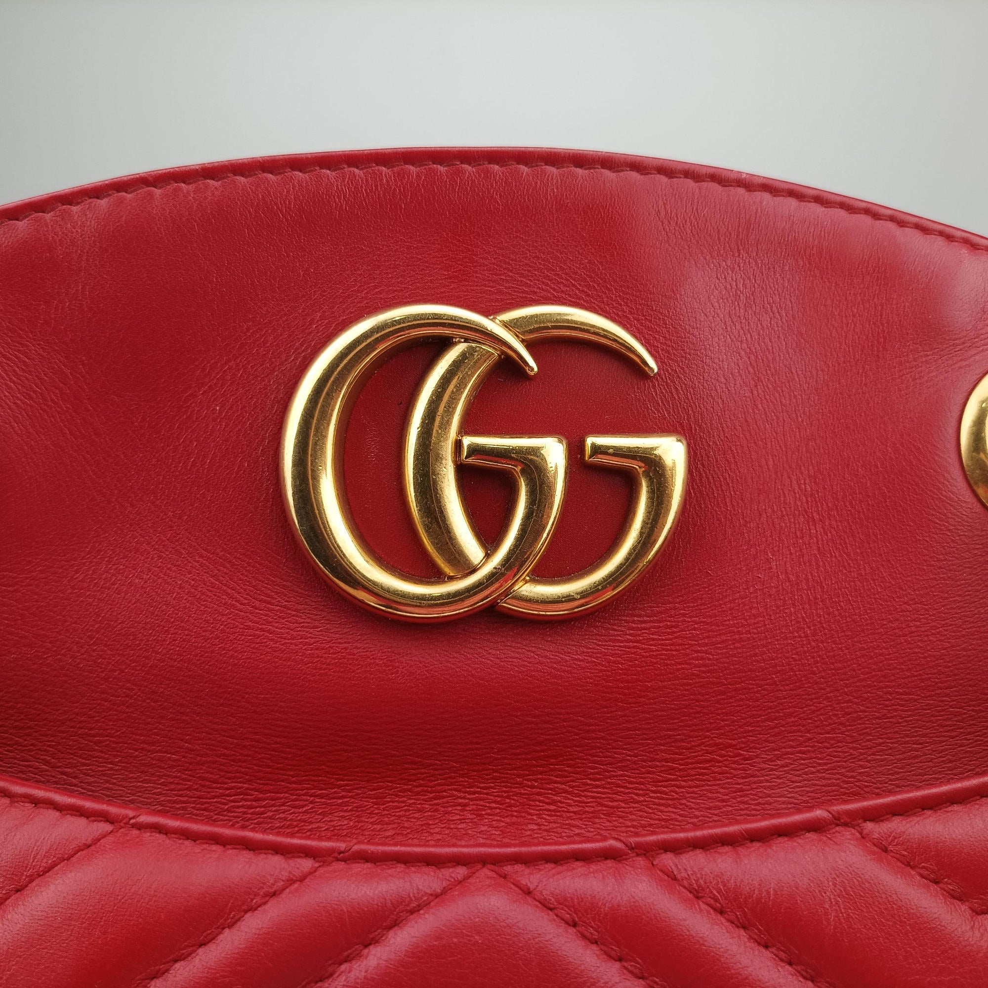 Pre-owned Gucci GG Marmont Red Leather 443501 shoulderbag | stylenewstar