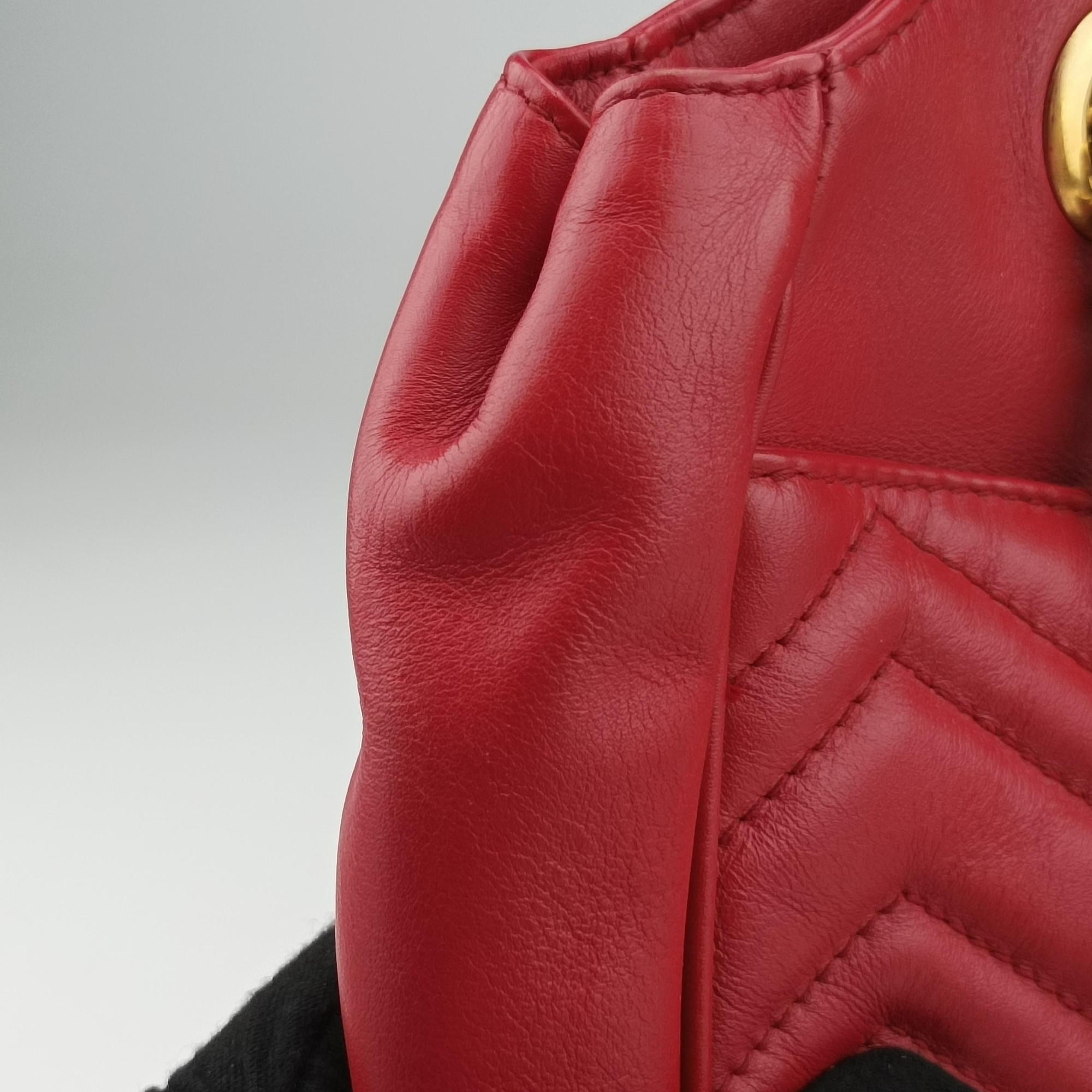 Pre-owned Gucci GG Marmont Red Leather 443501 shoulderbag | stylenewstar