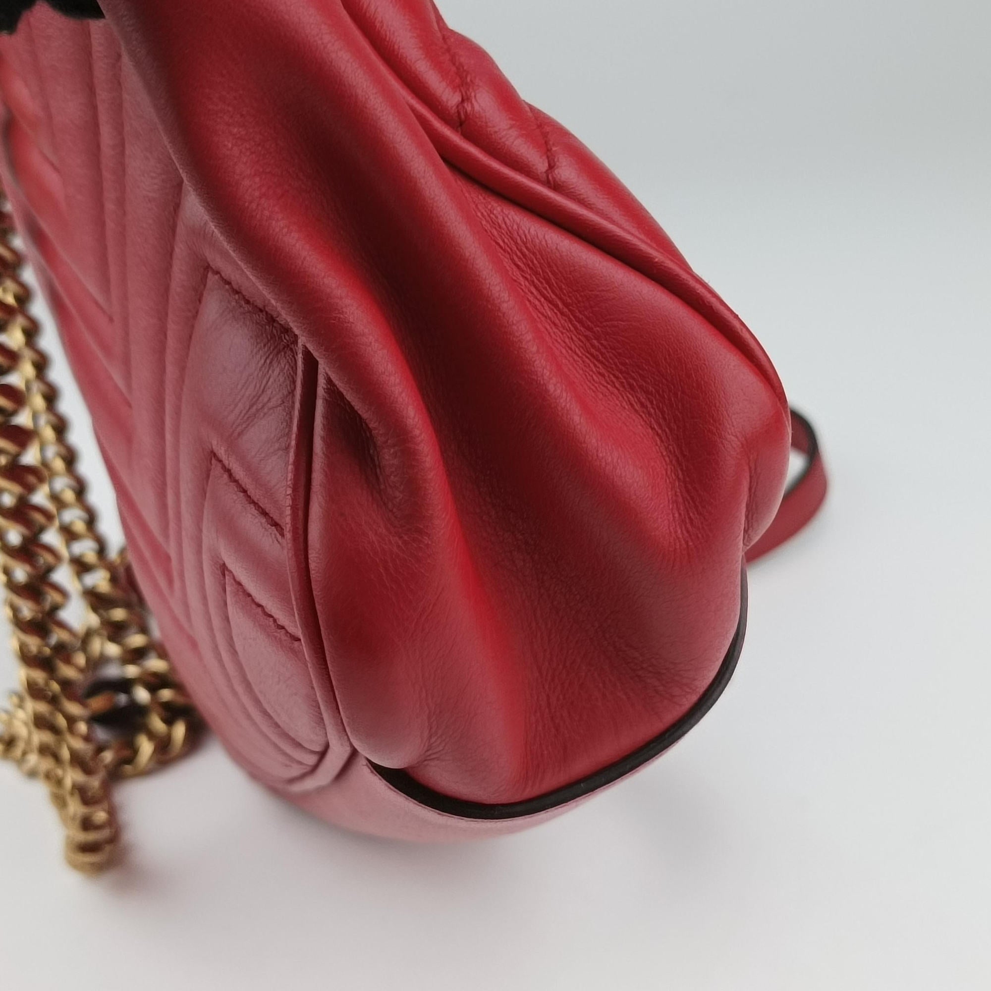Pre-owned Gucci GG Marmont Red Leather 443501 shoulderbag | stylenewstar