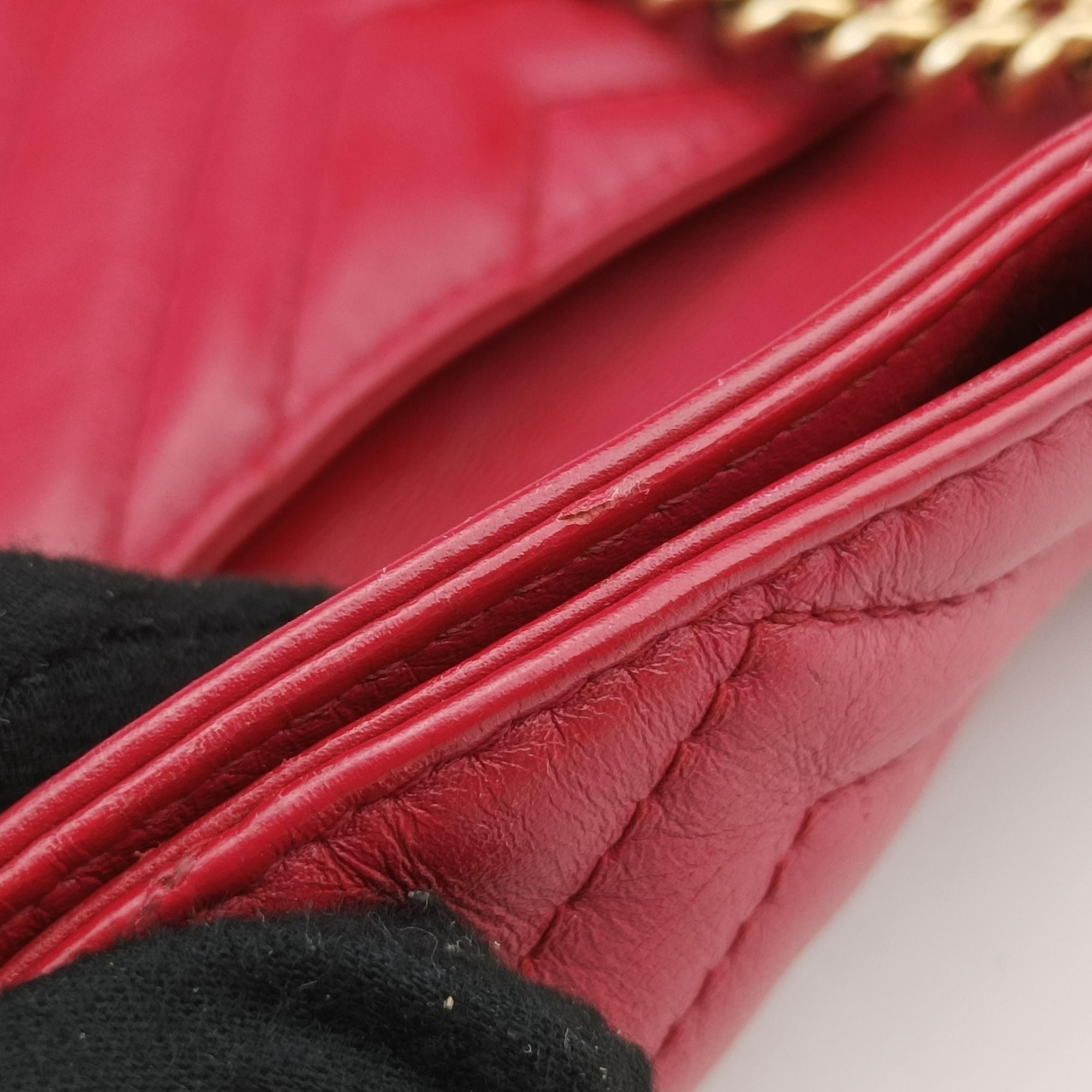 Pre-owned Gucci GG Marmont Red Leather 443501 shoulderbag | stylenewstar