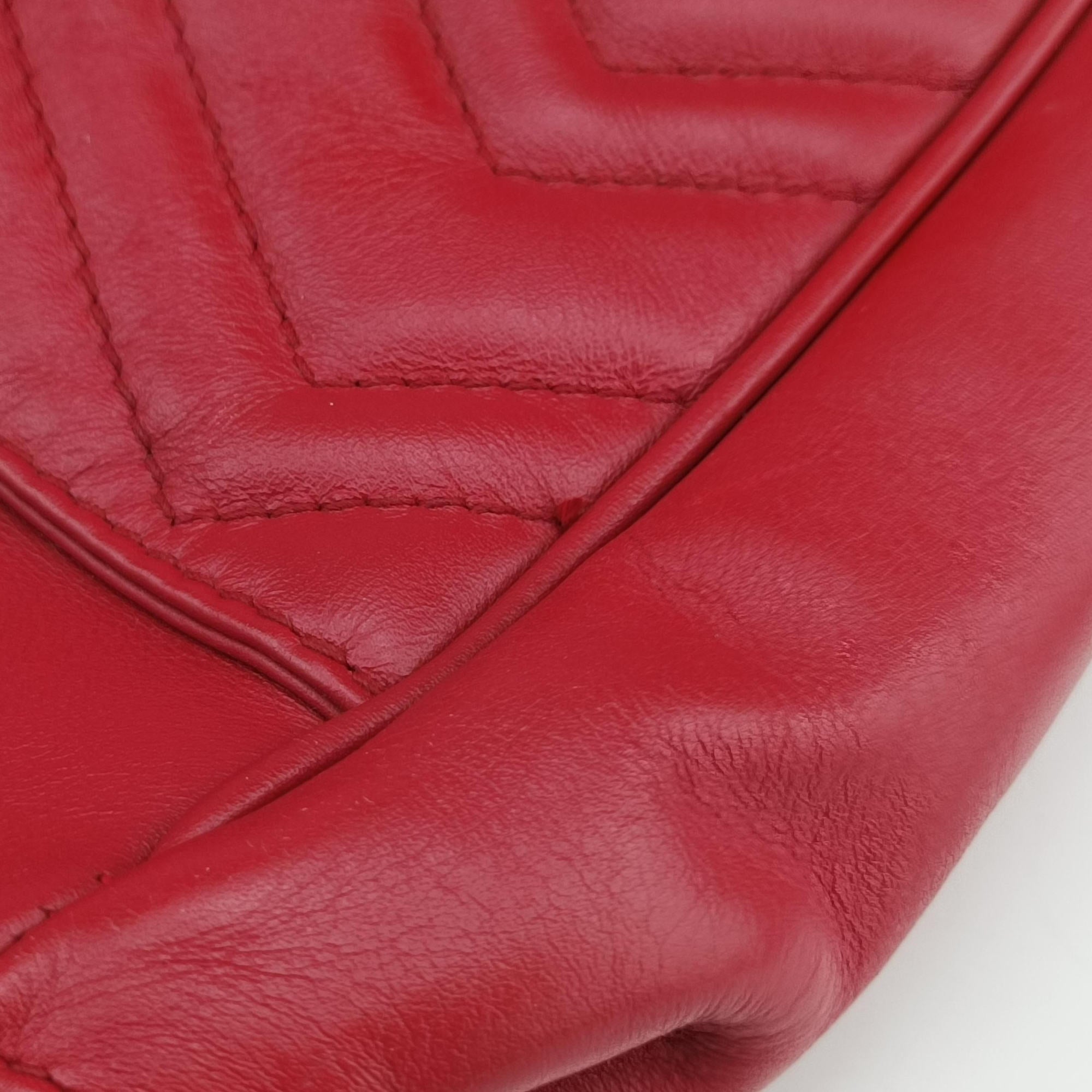 Pre-owned Gucci GG Marmont Red Leather 443501 shoulderbag | stylenewstar