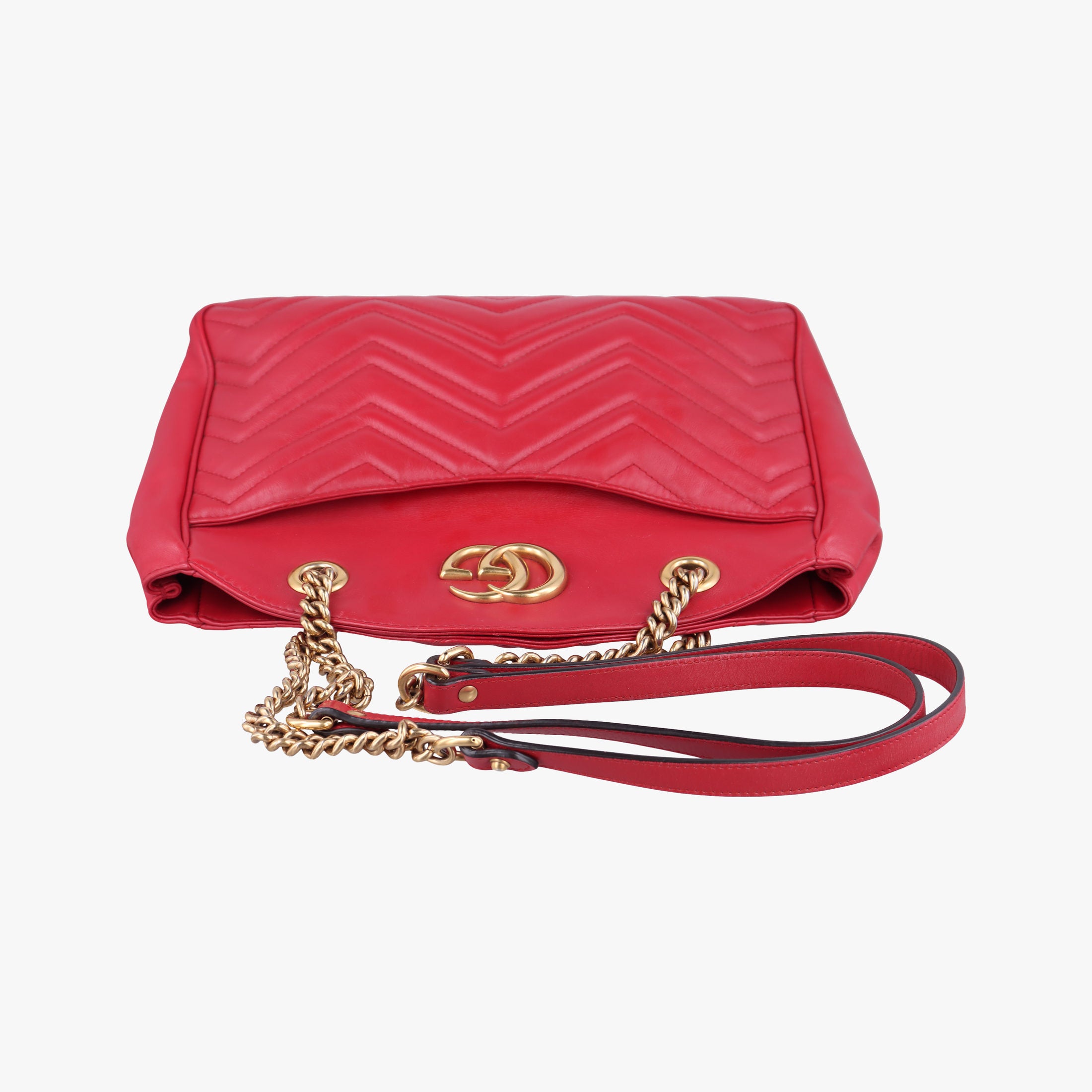 Pre-owned Gucci GG Marmont Red Leather 443501 shoulderbag | stylenewstar