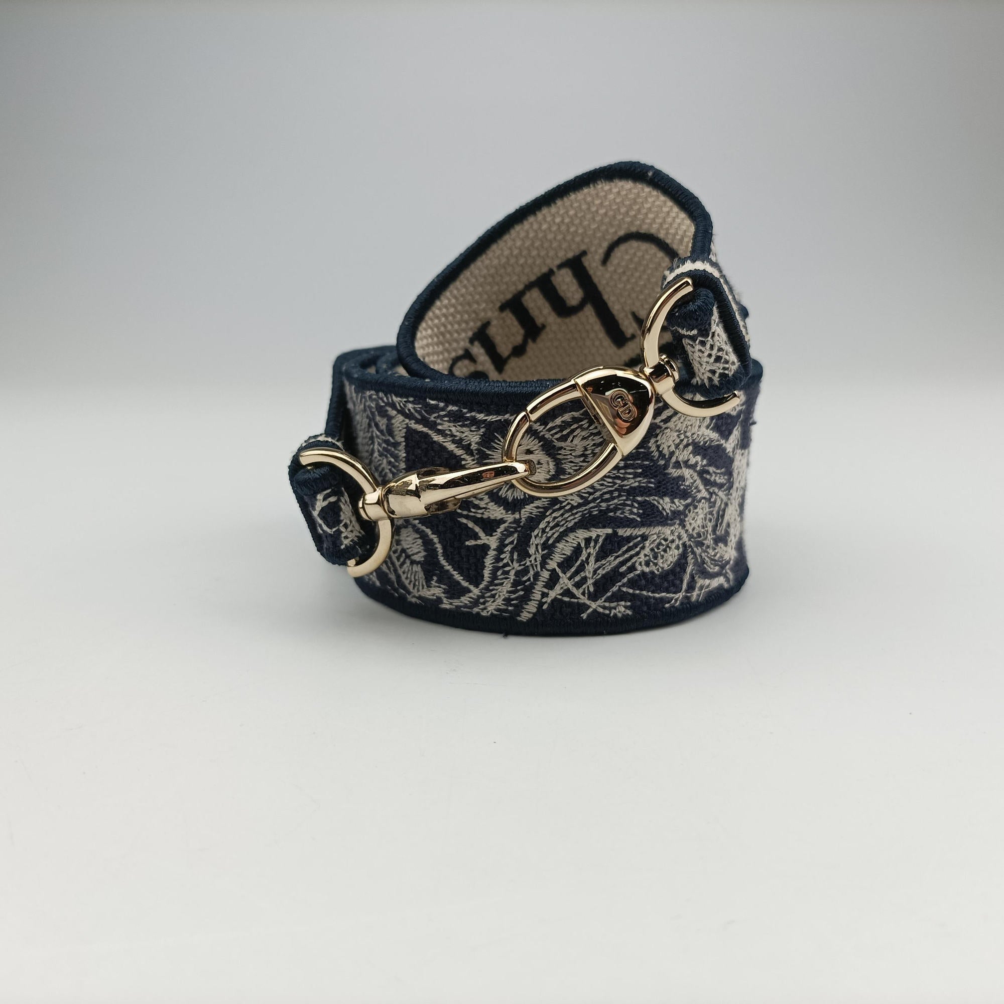 Pre-owned Christian Dior D-Lite Medium Royaume Navy Jacquard  shoulderbag | stylenewstar