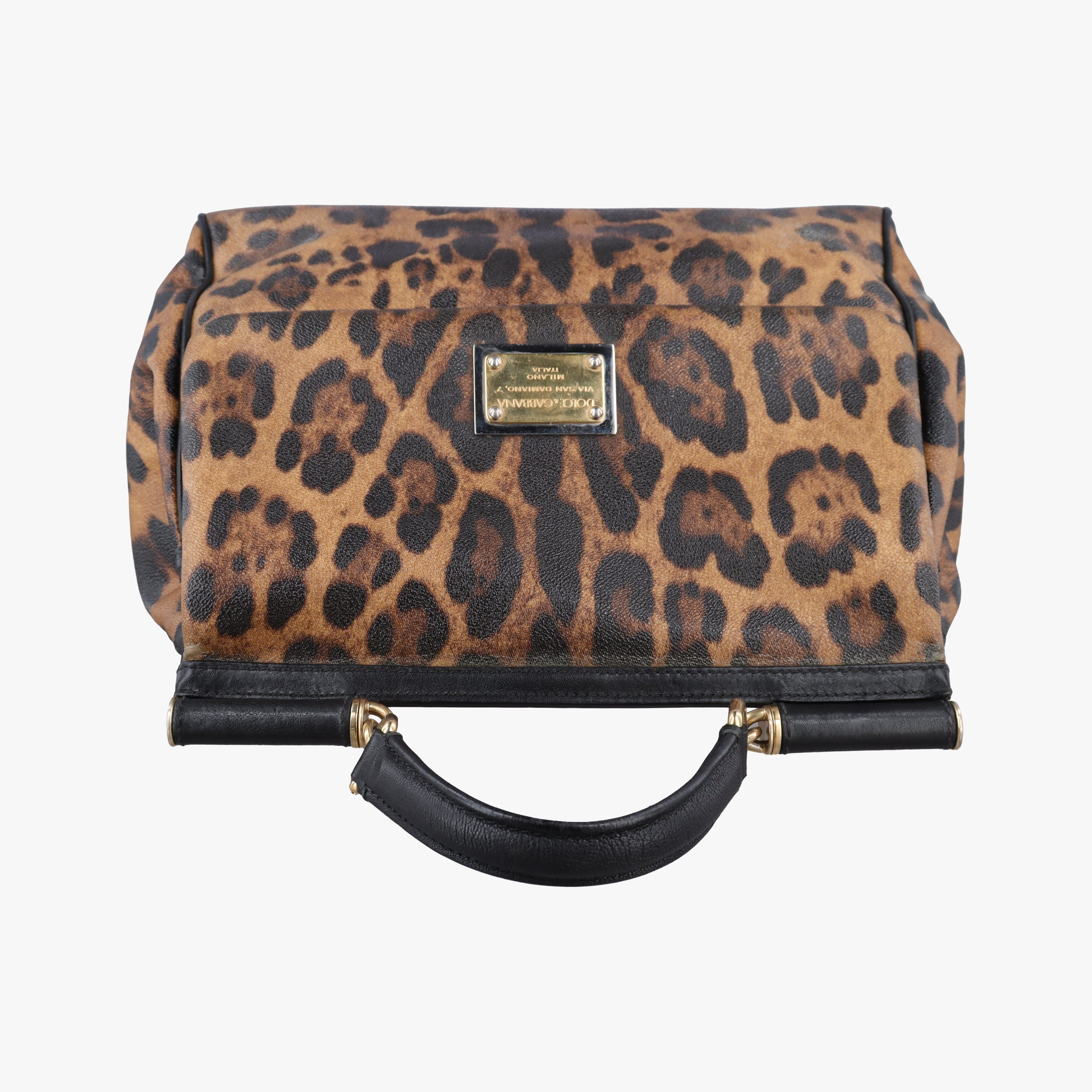 Pre-owned Dolce & Gabbana SICILY Leopard Brown PVC coated canvas  shoulderbag | stylenewstar