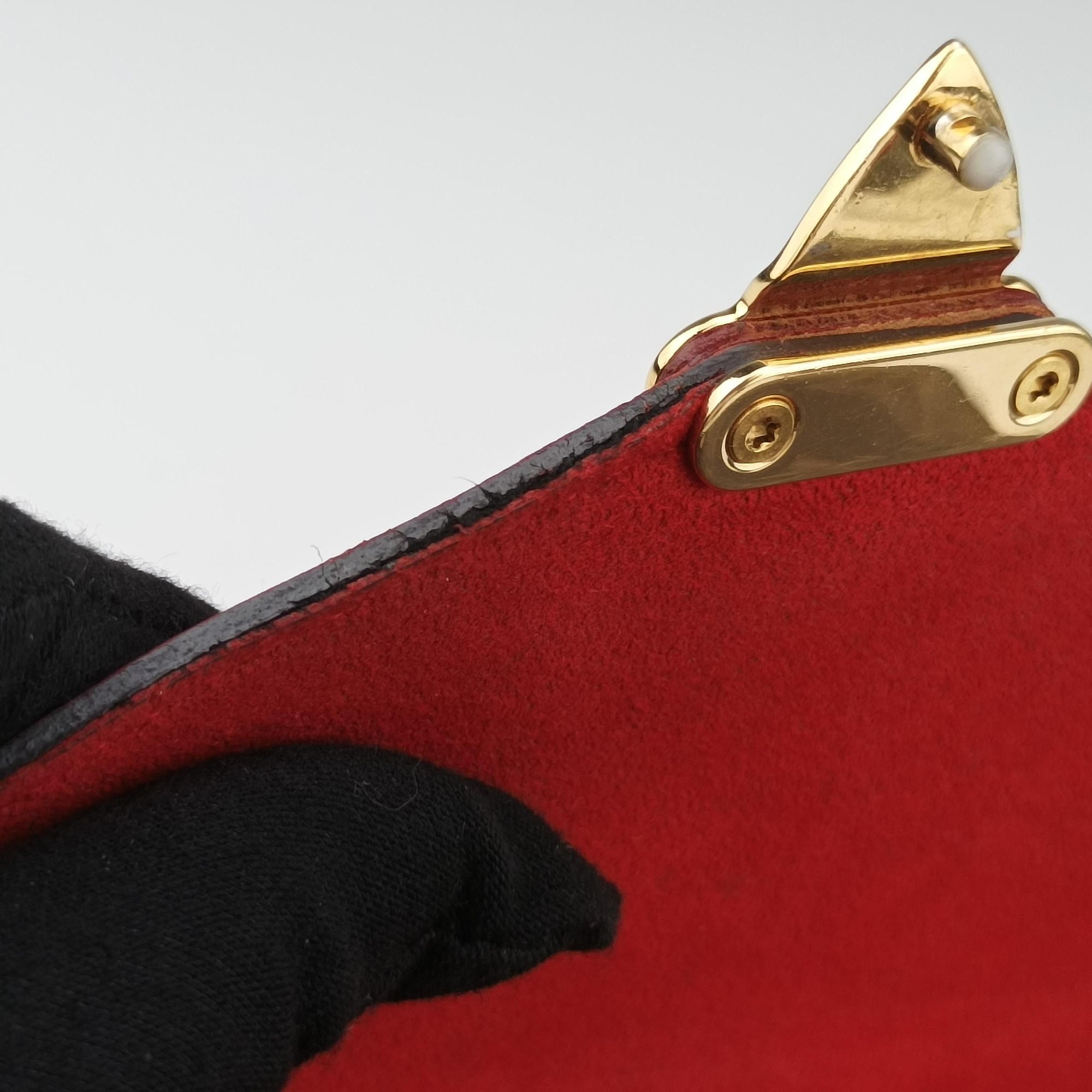Pre-owned Louis Vuitton PALLAS Chain Brown×CERISE Monogram Canvas×calf leather M41201 shoulderbag | stylenewstar