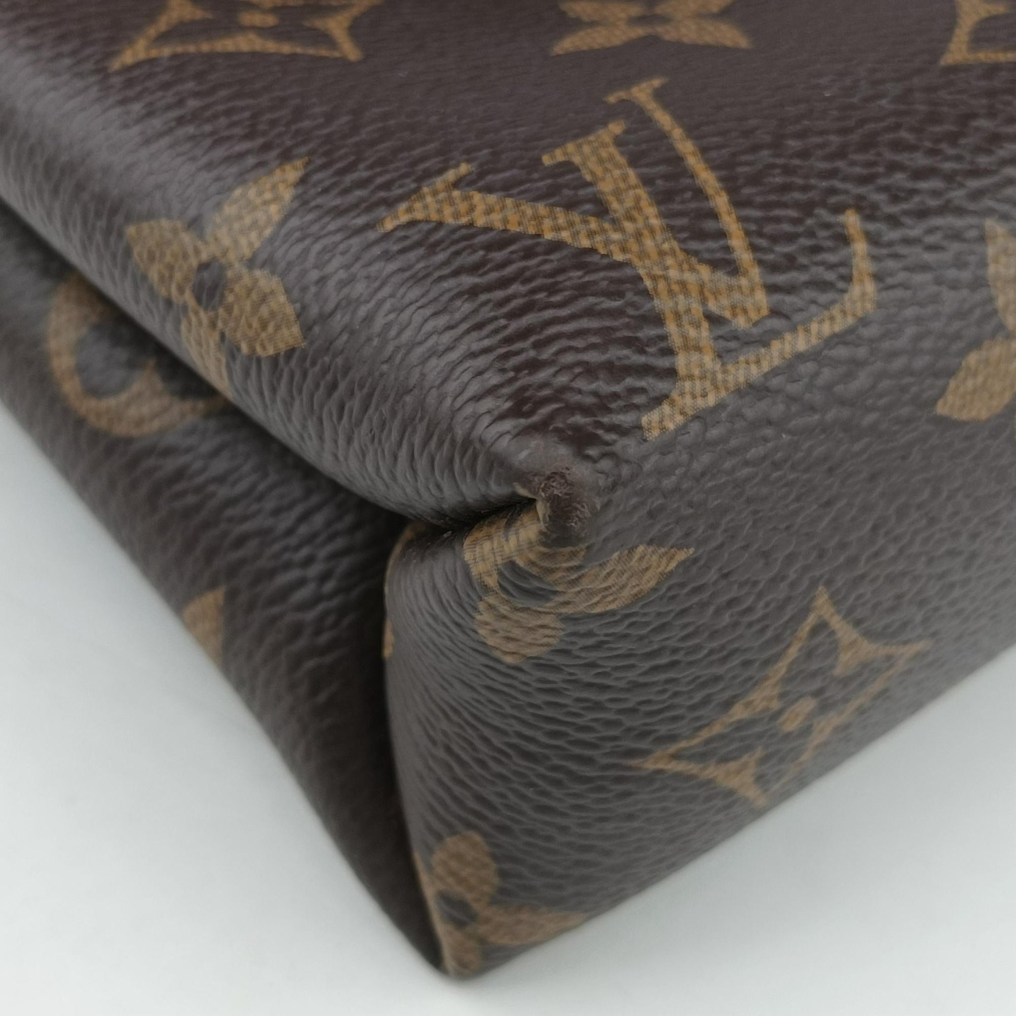 Pre-owned Louis Vuitton PALLAS Chain Brown×CERISE Monogram Canvas×calf leather M41201 shoulderbag | stylenewstar