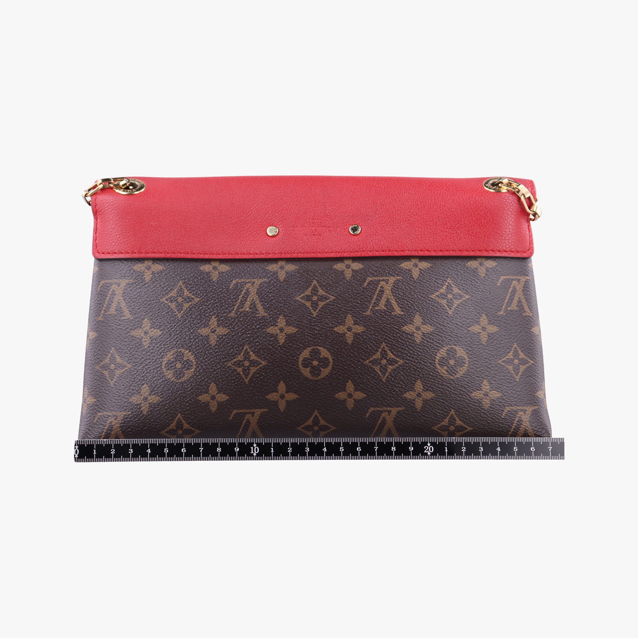 Pre-owned Louis Vuitton PALLAS Chain Brown×CERISE Monogram Canvas×calf leather M41201 shoulderbag | stylenewstar