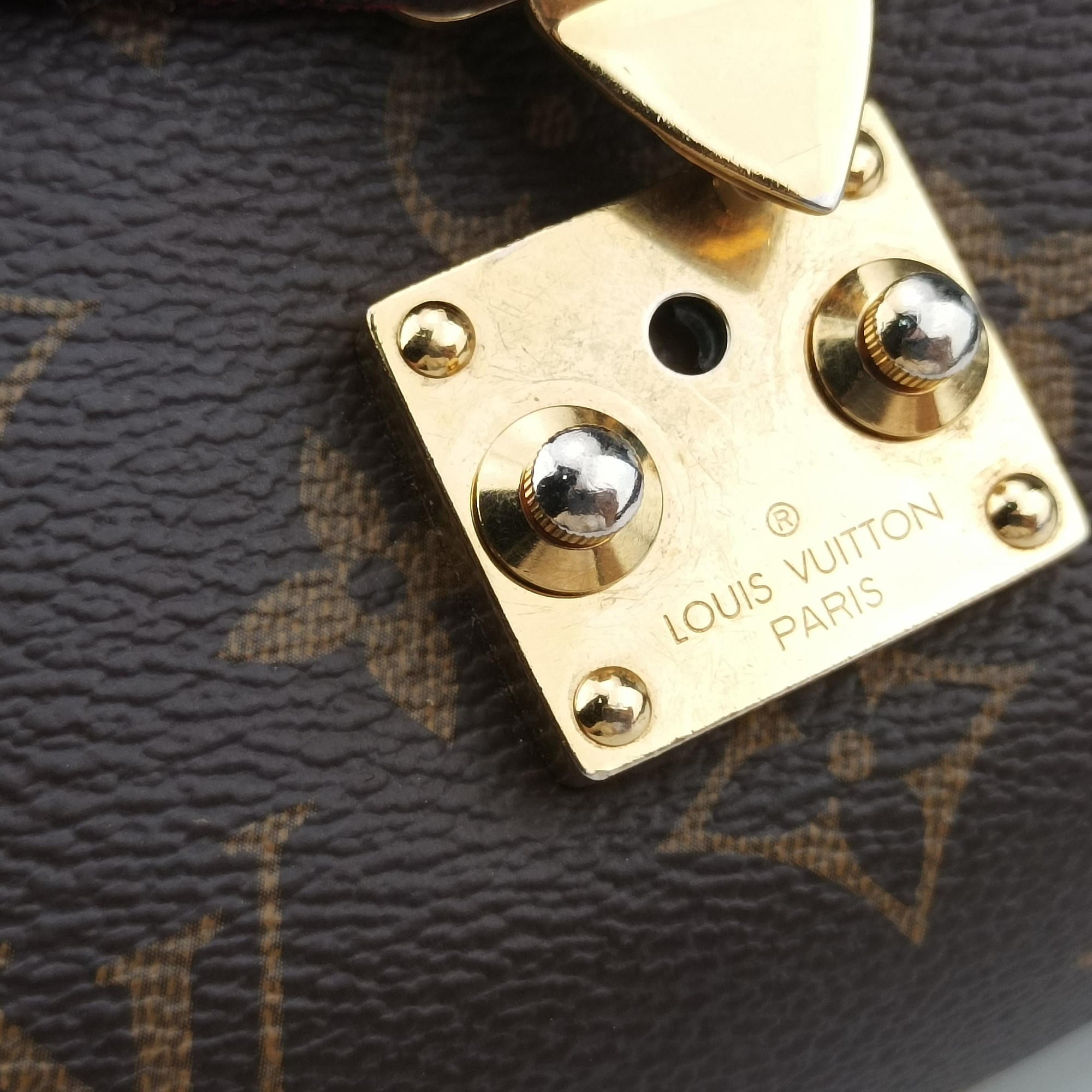 Pre-owned Louis Vuitton PALLAS Chain Brown×CERISE Monogram Canvas×calf leather M41201 shoulderbag | stylenewstar