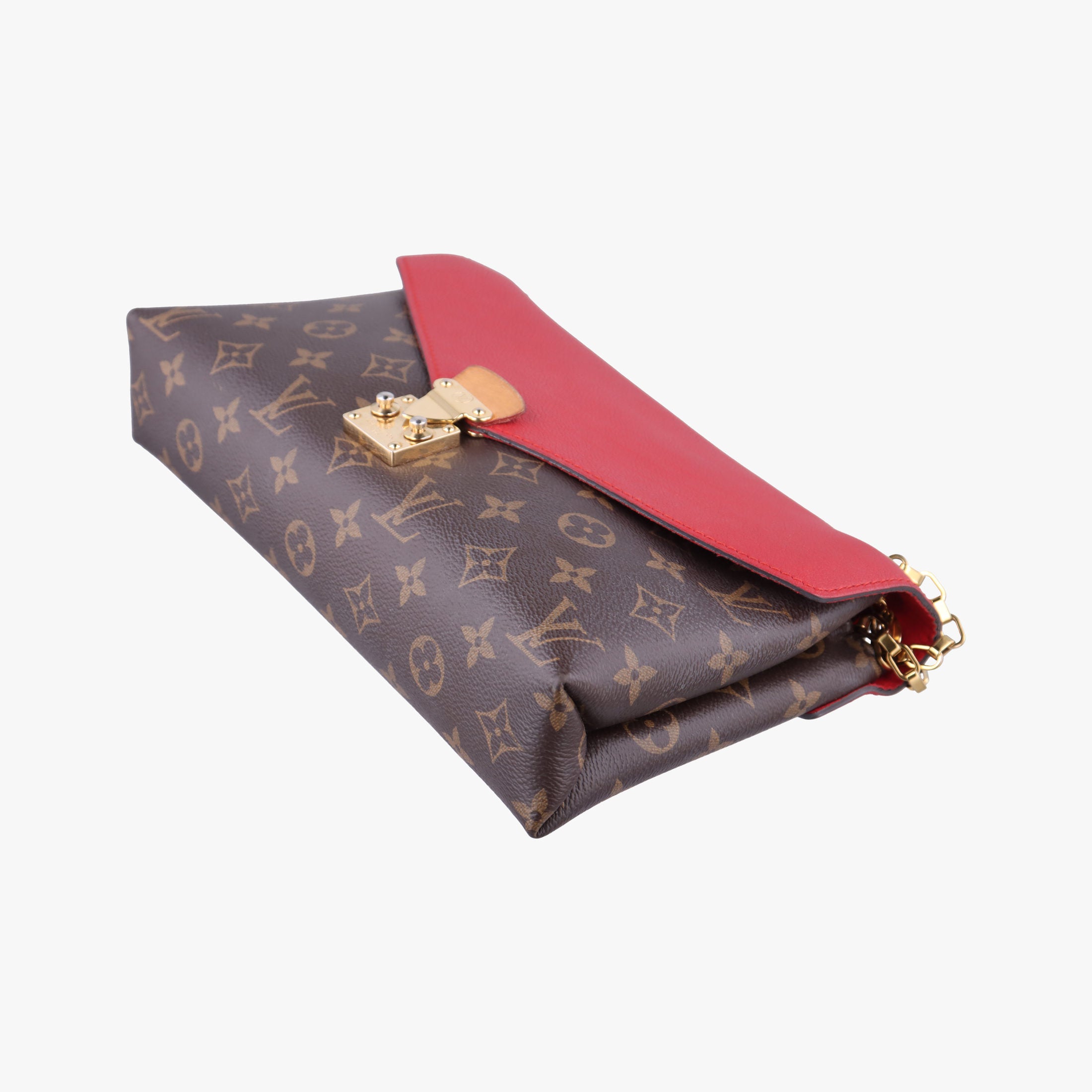 Pre-owned Louis Vuitton PALLAS Chain Brown×CERISE Monogram Canvas×calf leather M41201 shoulderbag | stylenewstar