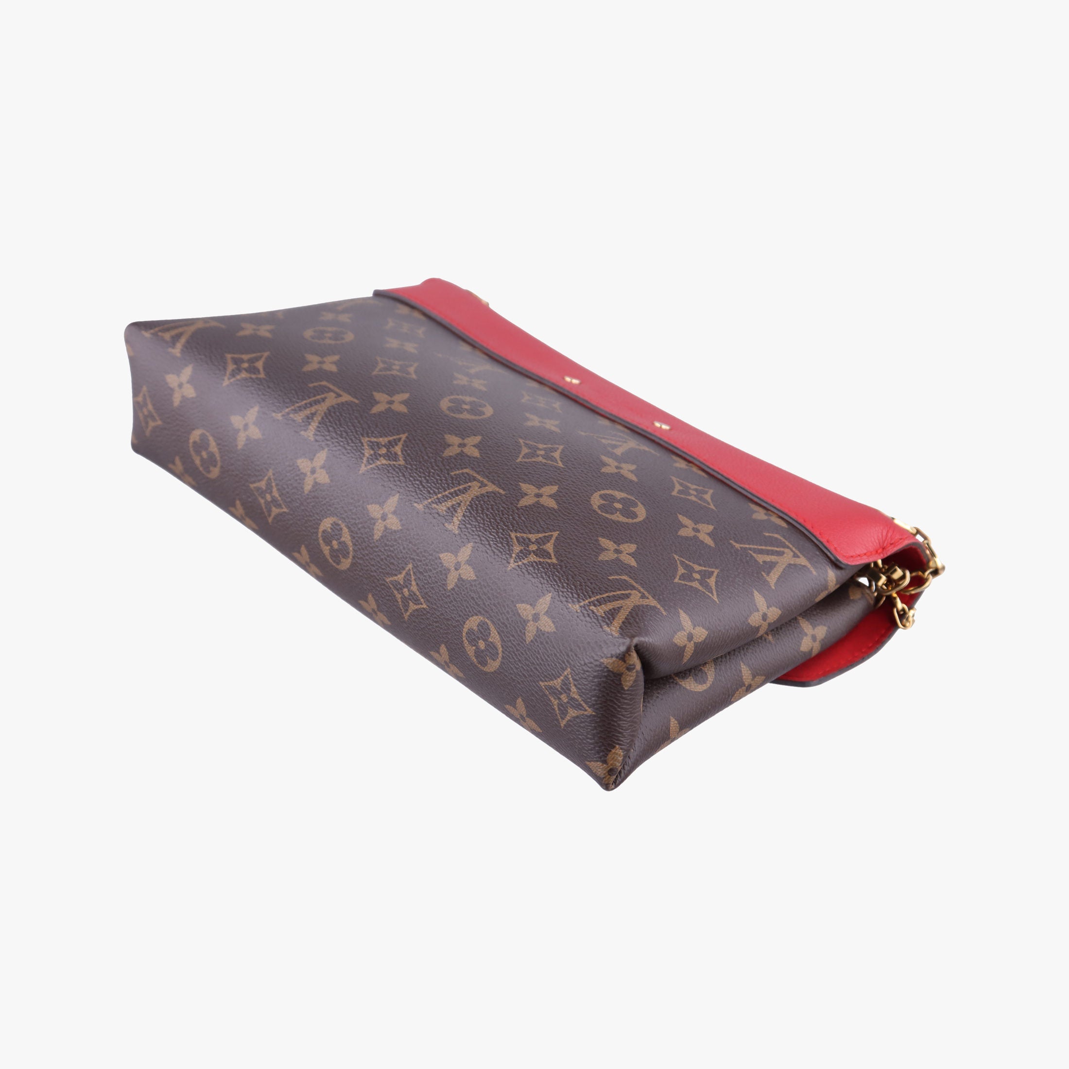 Pre-owned Louis Vuitton PALLAS Chain Brown×CERISE Monogram Canvas×calf leather M41201 shoulderbag | stylenewstar