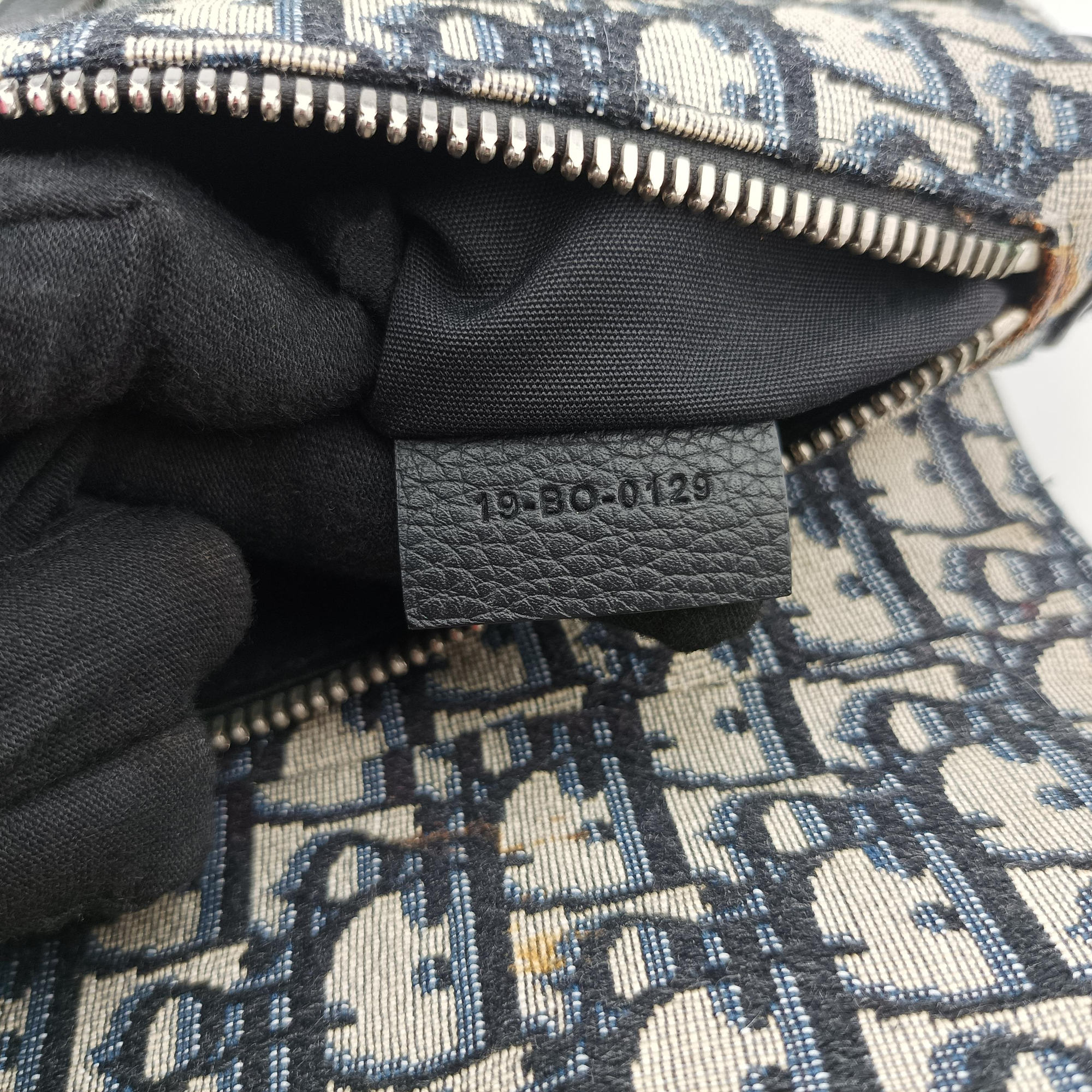 Pre-owned Christian Dior Saddlebags Gray×Navy×Black Jacquard×Leather  shoulderbag | stylenewstar