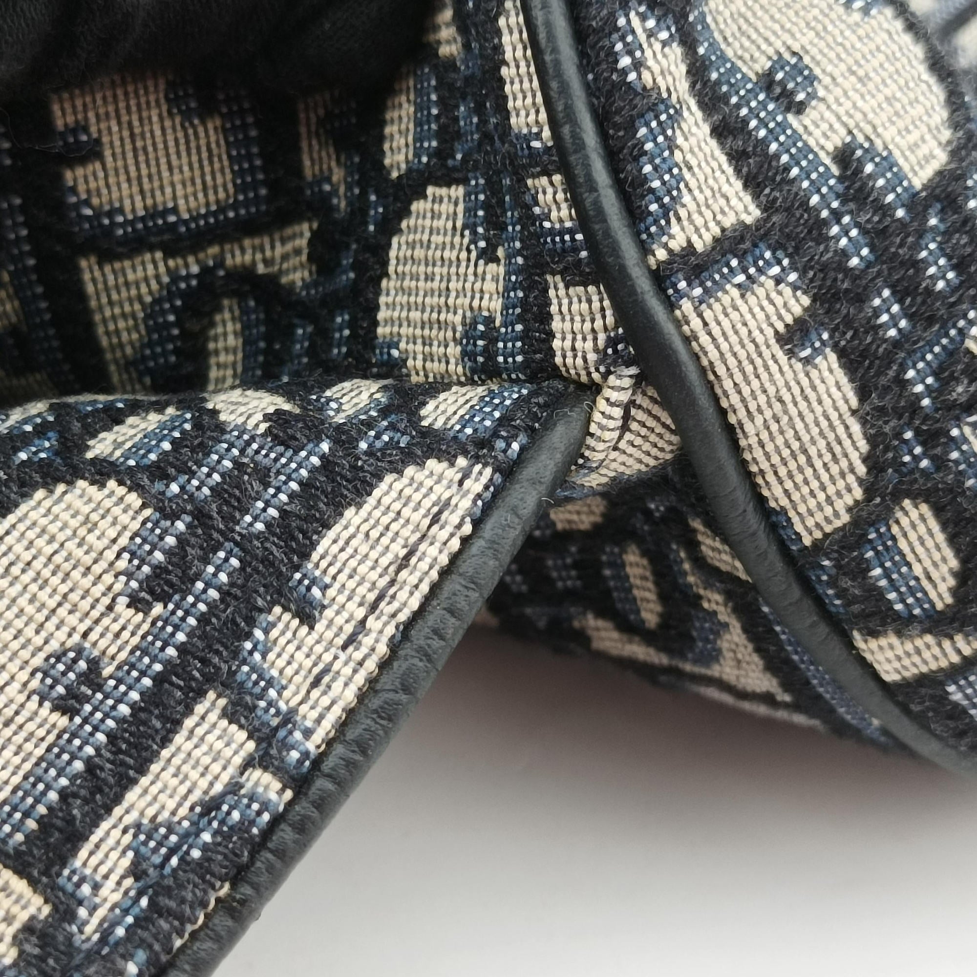 Pre-owned Christian Dior Saddlebags Gray×Navy×Black Jacquard×Leather  shoulderbag | stylenewstar