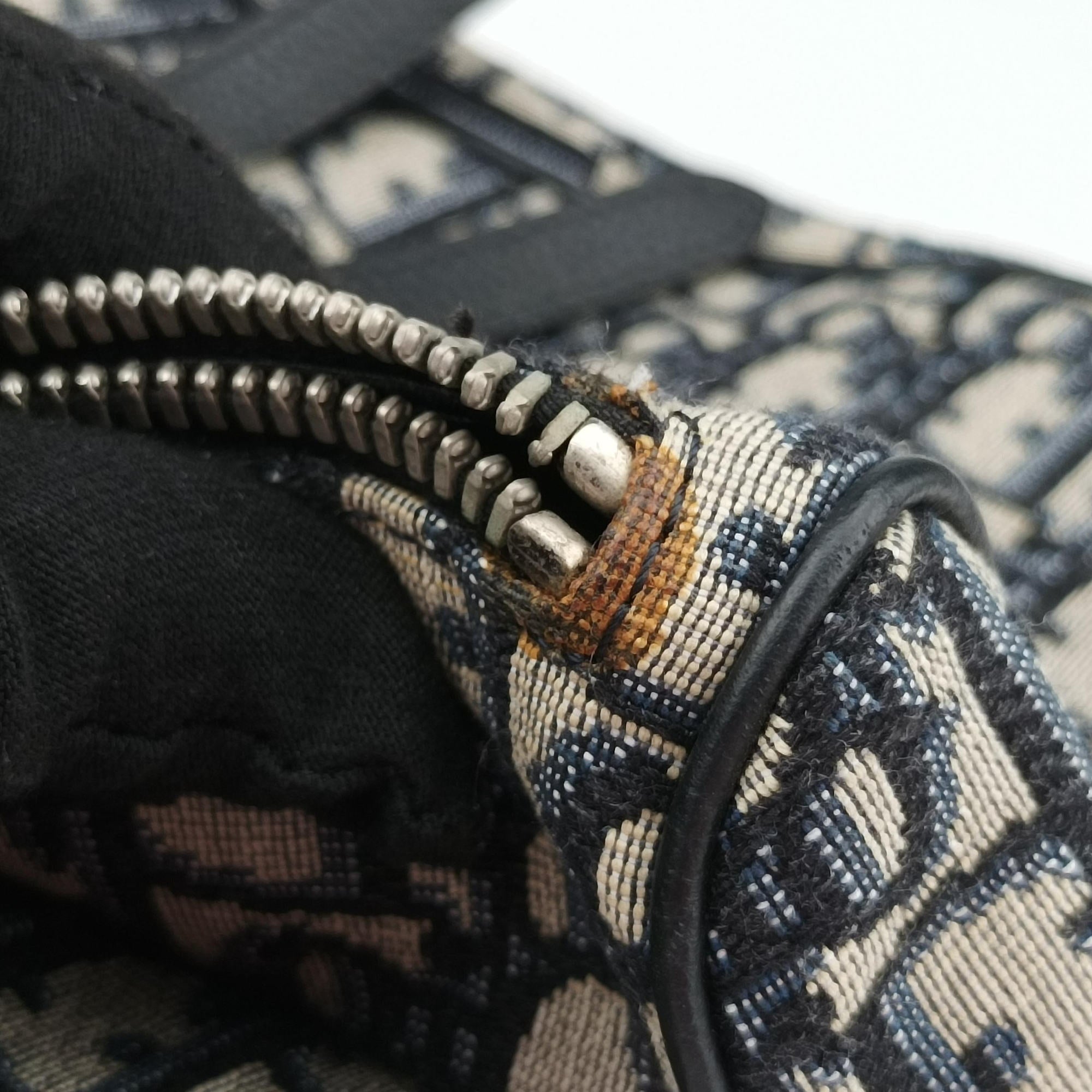 Pre-owned Christian Dior Saddlebags Gray×Navy×Black Jacquard×Leather  shoulderbag | stylenewstar