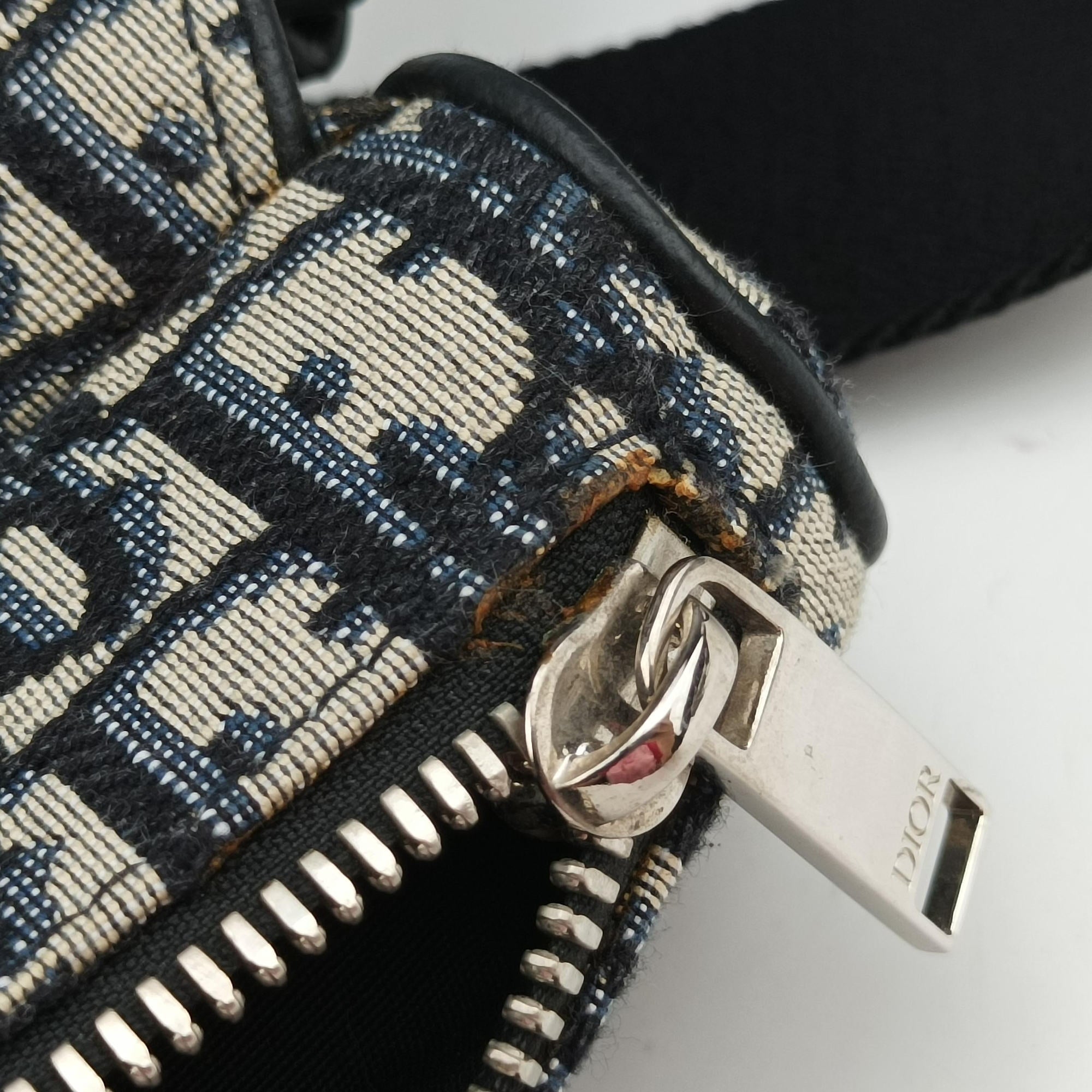 Pre-owned Christian Dior Saddlebags Gray×Navy×Black Jacquard×Leather  shoulderbag | stylenewstar