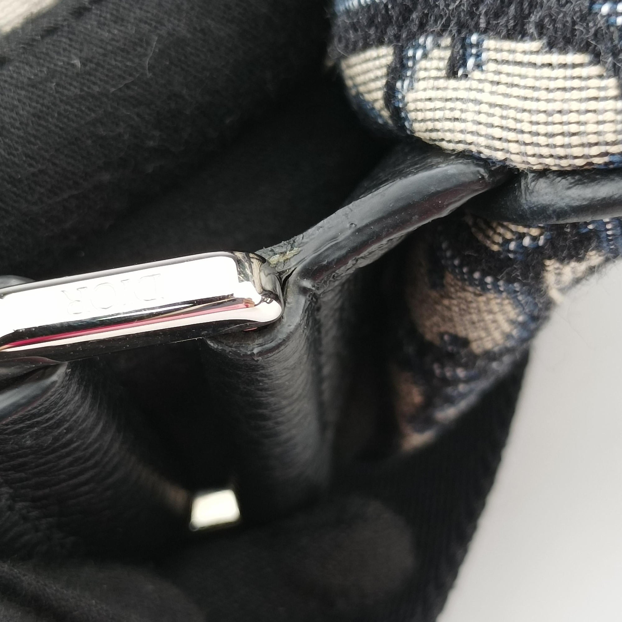 Pre-owned Christian Dior Saddlebags Gray×Navy×Black Jacquard×Leather  shoulderbag | stylenewstar