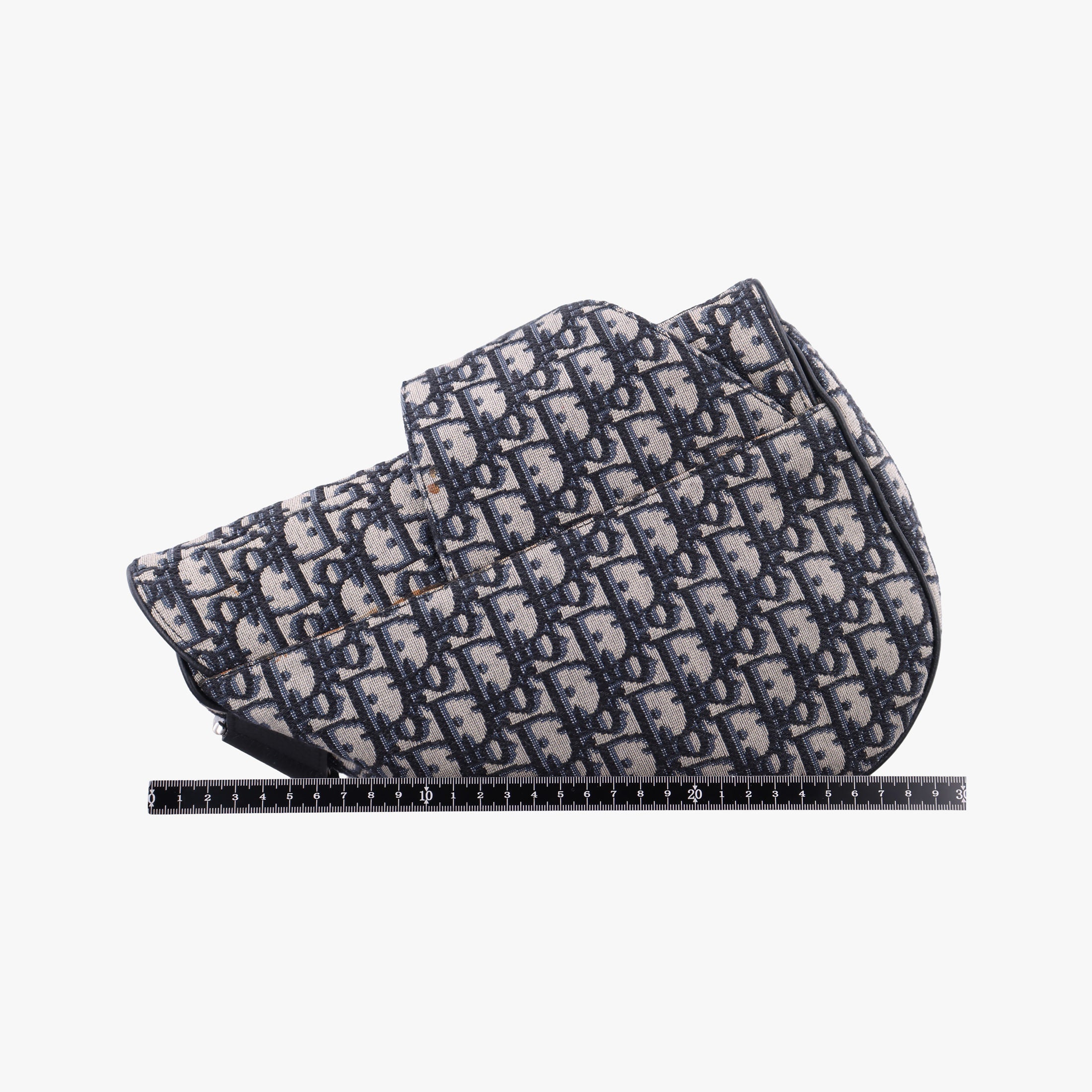 Pre-owned Christian Dior Saddlebags Gray×Navy×Black Jacquard×Leather  shoulderbag | stylenewstar