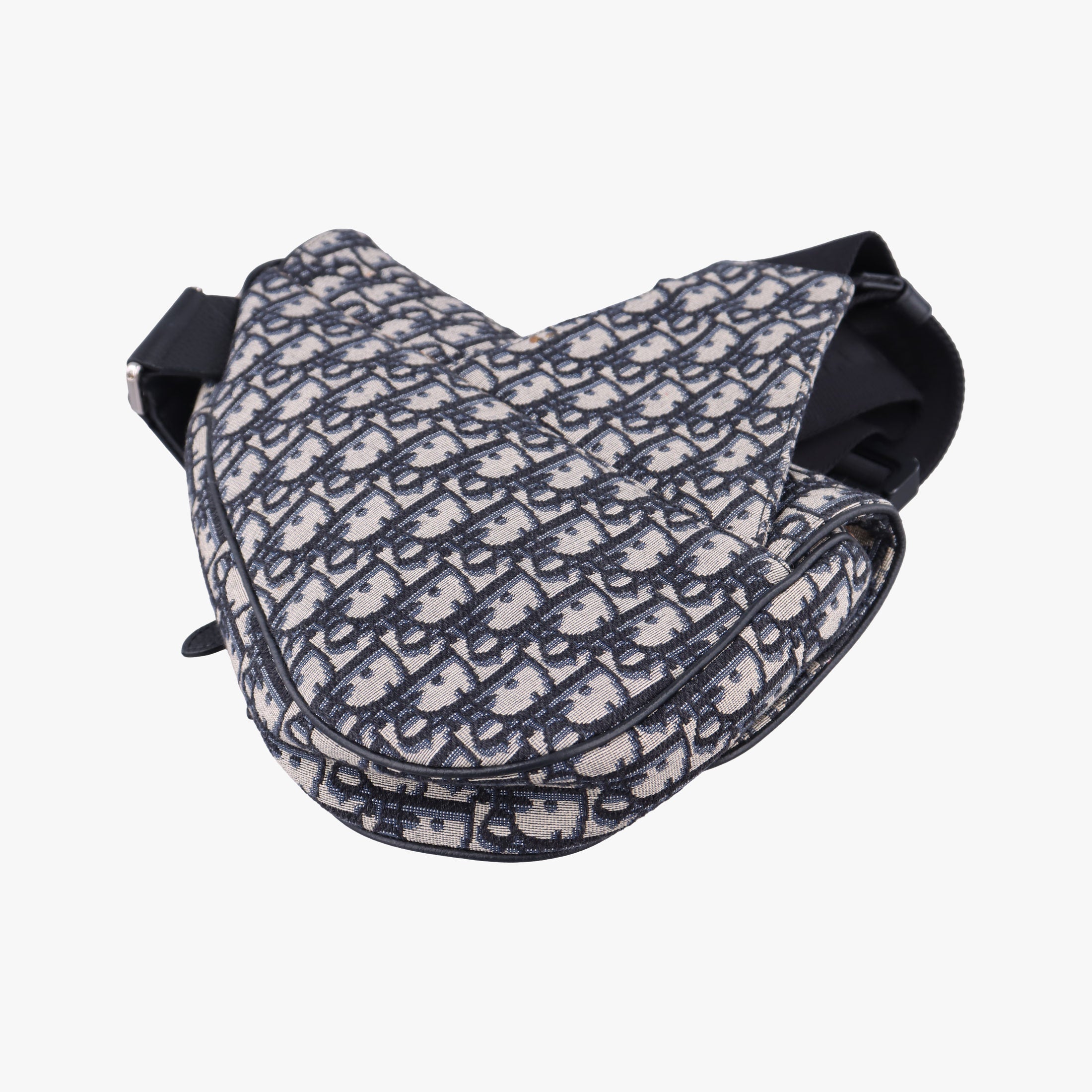 Pre-owned Christian Dior Saddlebags Gray×Navy×Black Jacquard×Leather  shoulderbag | stylenewstar