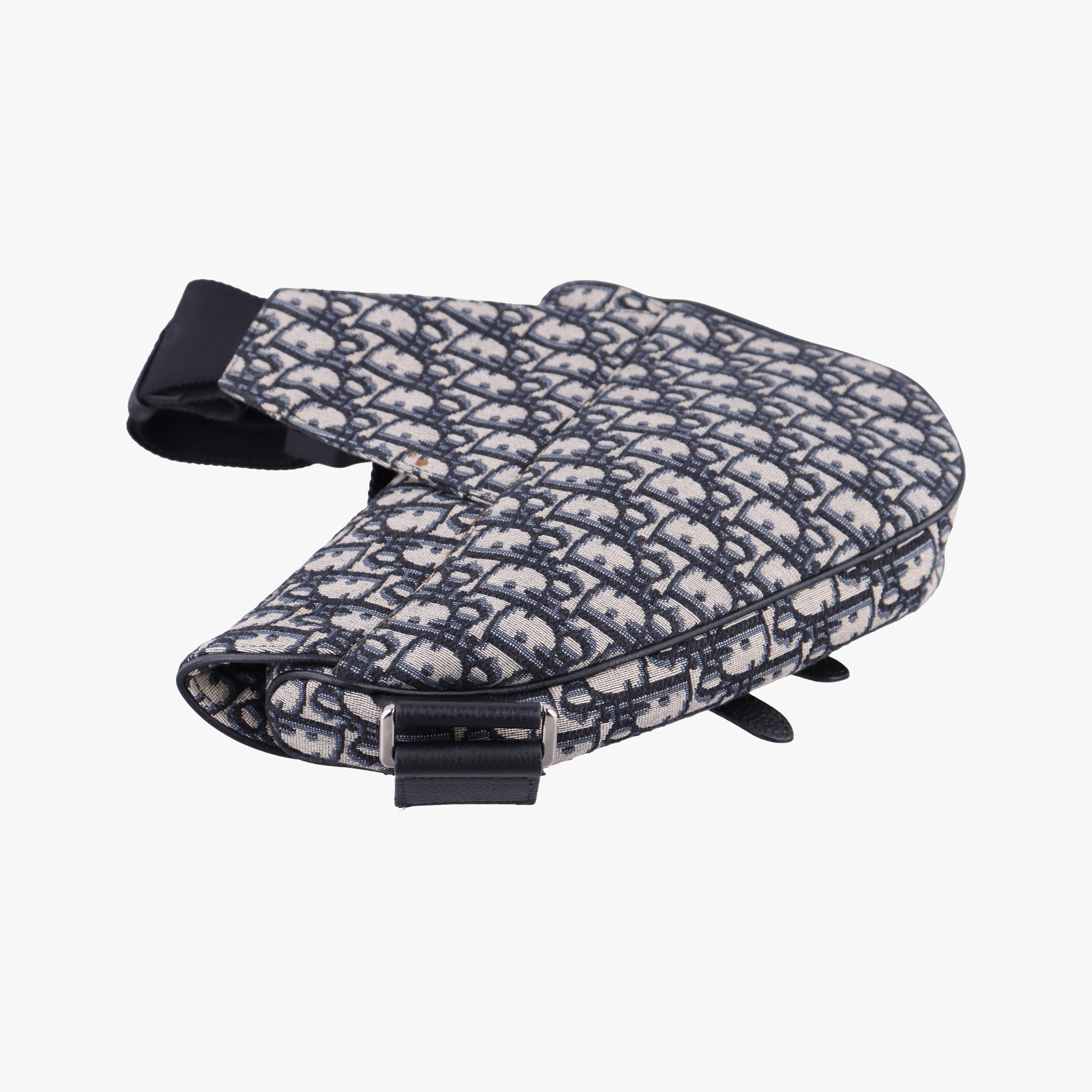Pre-owned Christian Dior Saddlebags Gray×Navy×Black Jacquard×Leather  shoulderbag | stylenewstar