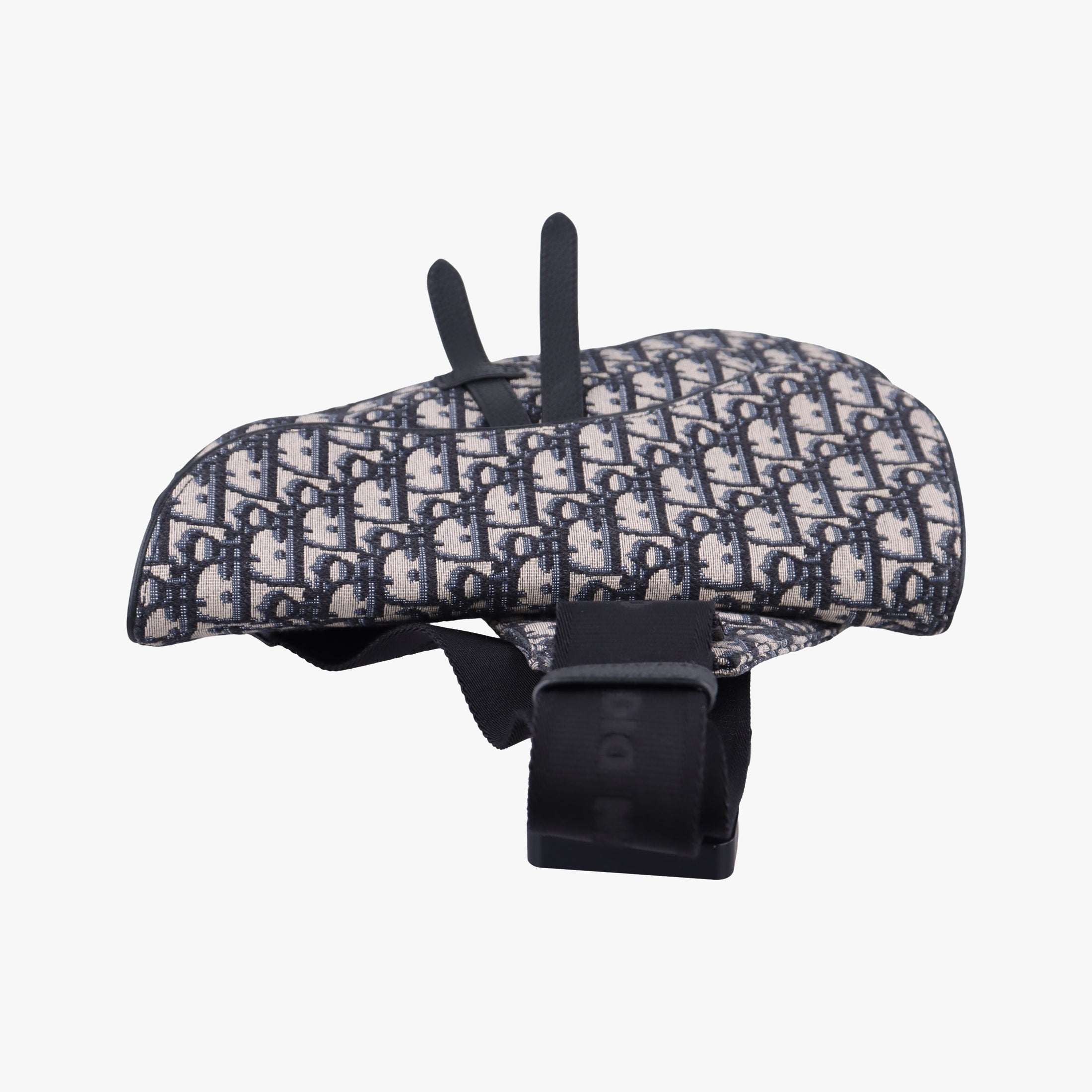 Pre-owned Christian Dior Saddlebags Gray×Navy×Black Jacquard×Leather  shoulderbag | stylenewstar