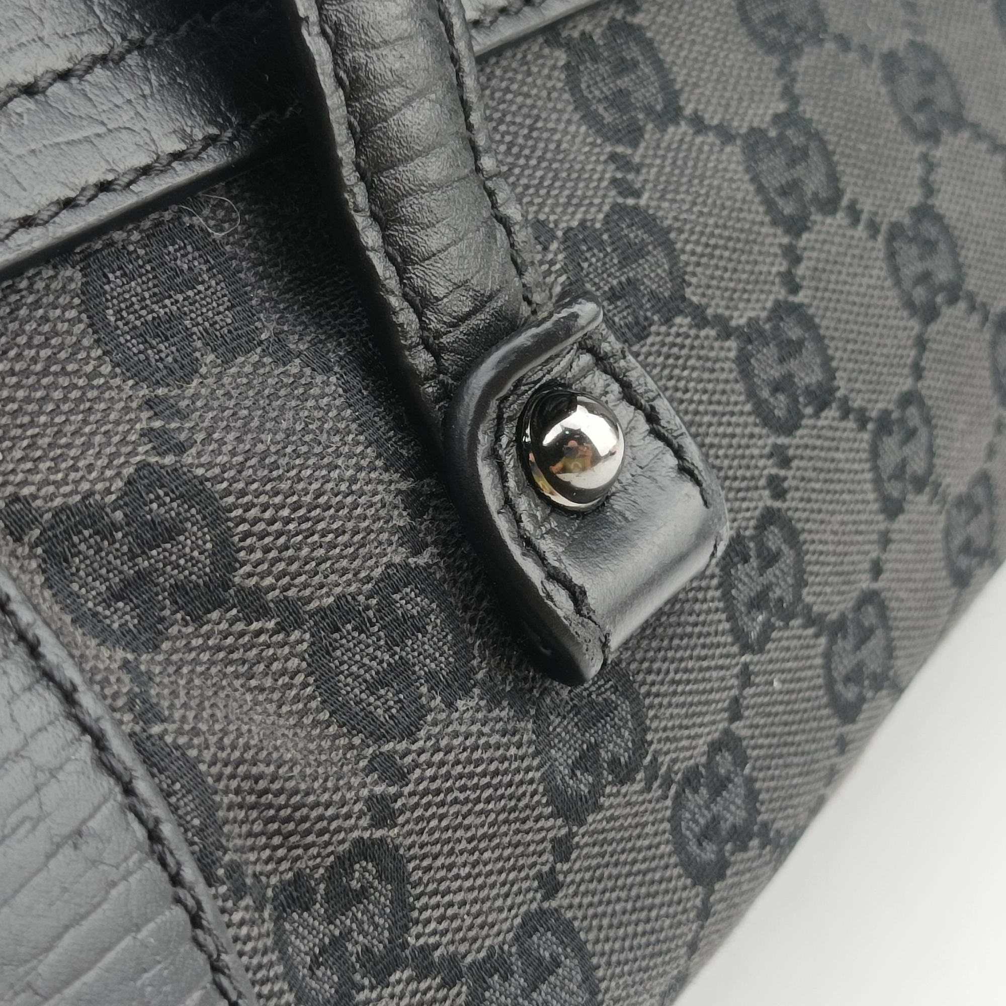 Pre-owned Gucci Bamboo Bullet Black Canvas × Leather 111713 shoulderbag | stylenewstar