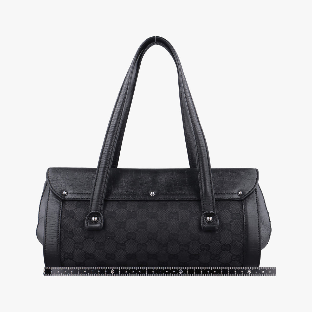 Pre-owned Gucci Bamboo Bullet Black Canvas × Leather 111713 shoulderbag | stylenewstar